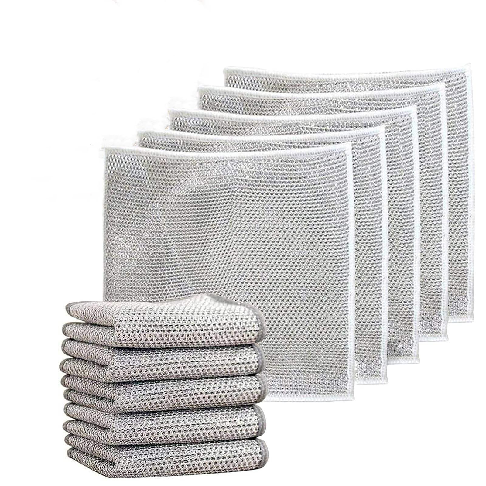 2024 New Non Scratch Wire Dishcloth, cleaning cloth,Soft Wire Dishwashing Rags Safe for Non-Stick Cookware, Scrubs & Cleans for Dishes, Sinks,Stove Tops, Easy Rinsing, Durable