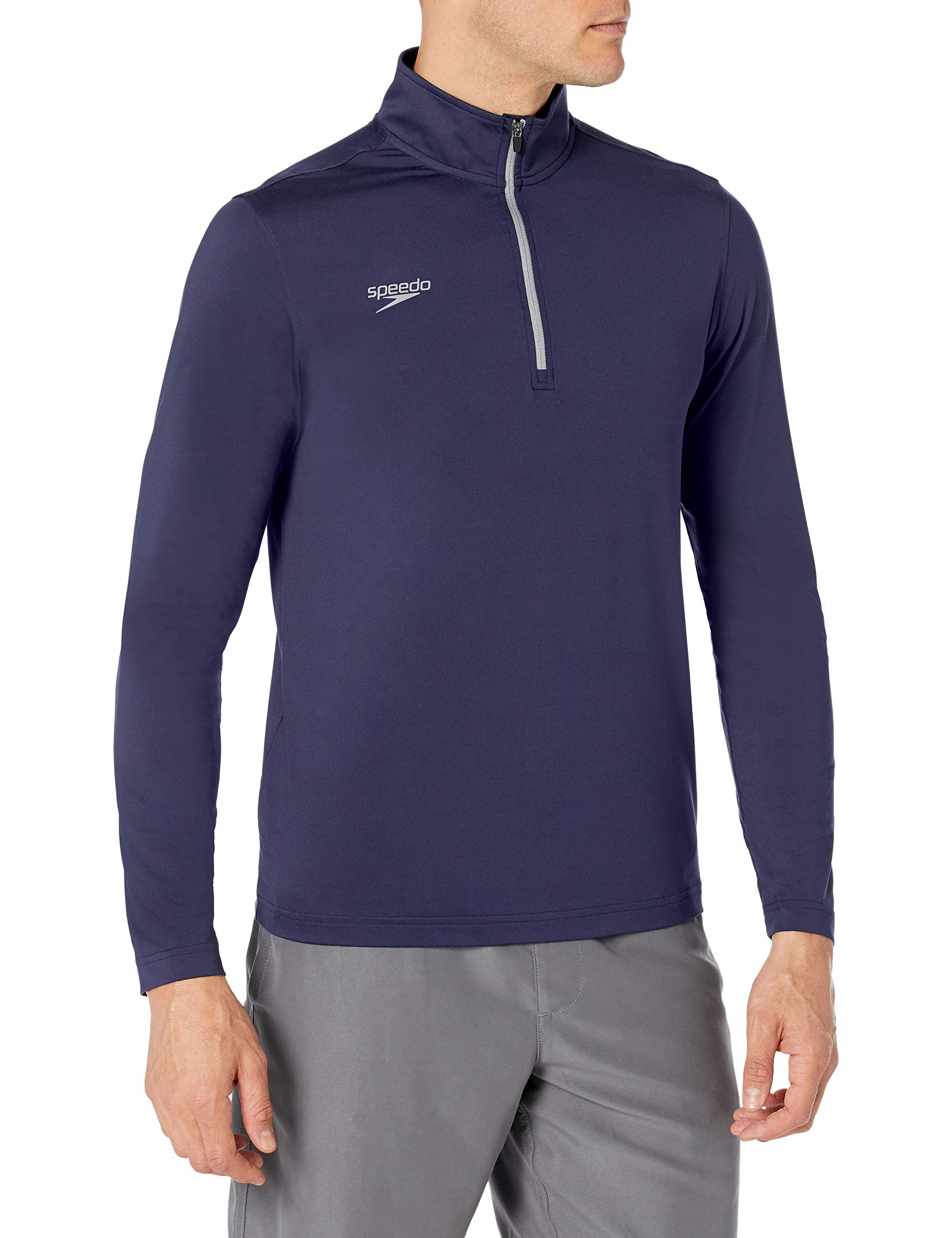 Speedo UV Long Sleeve Shirt Quarter Zip Team Warm Up Zip Quarter Unisex - Adulto (Pacco da 1)