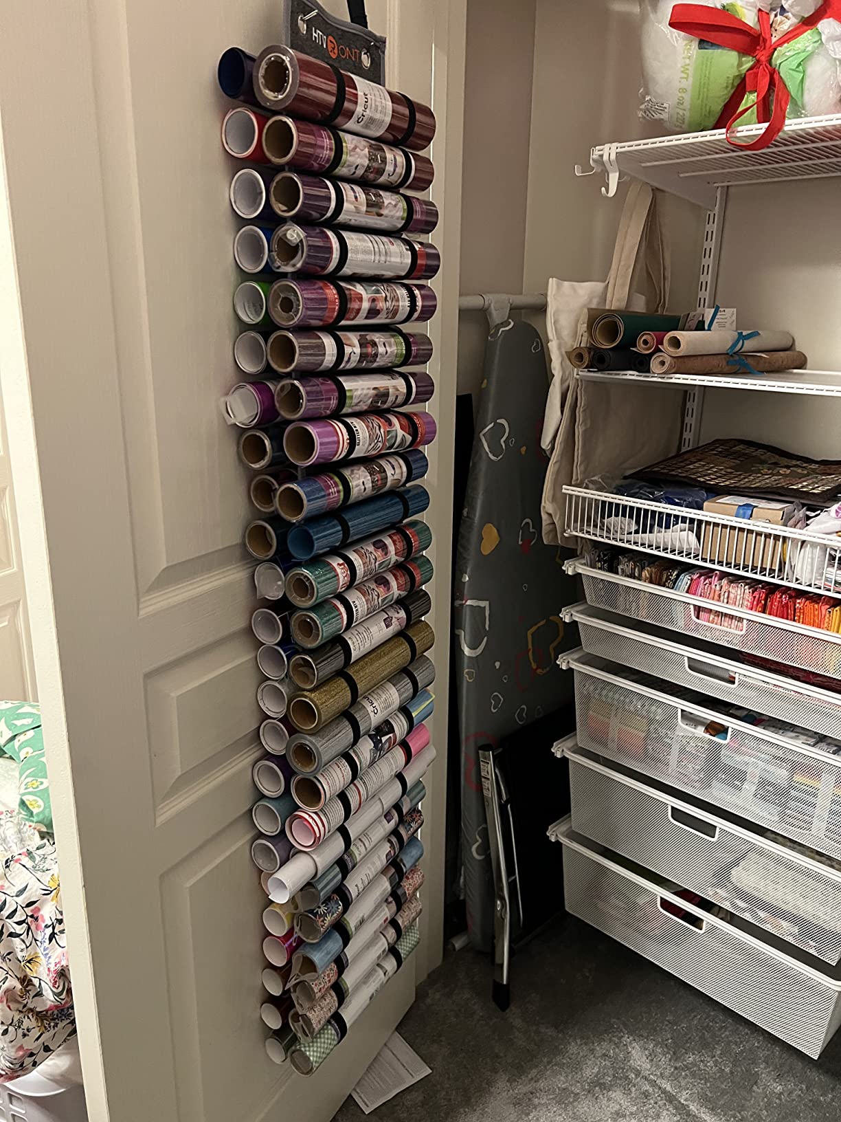 3/mo Finance HTVRONT Vinyl Storage Organizer, Vinyl Roll Holder Holds Up to 48 Rolls, Grey