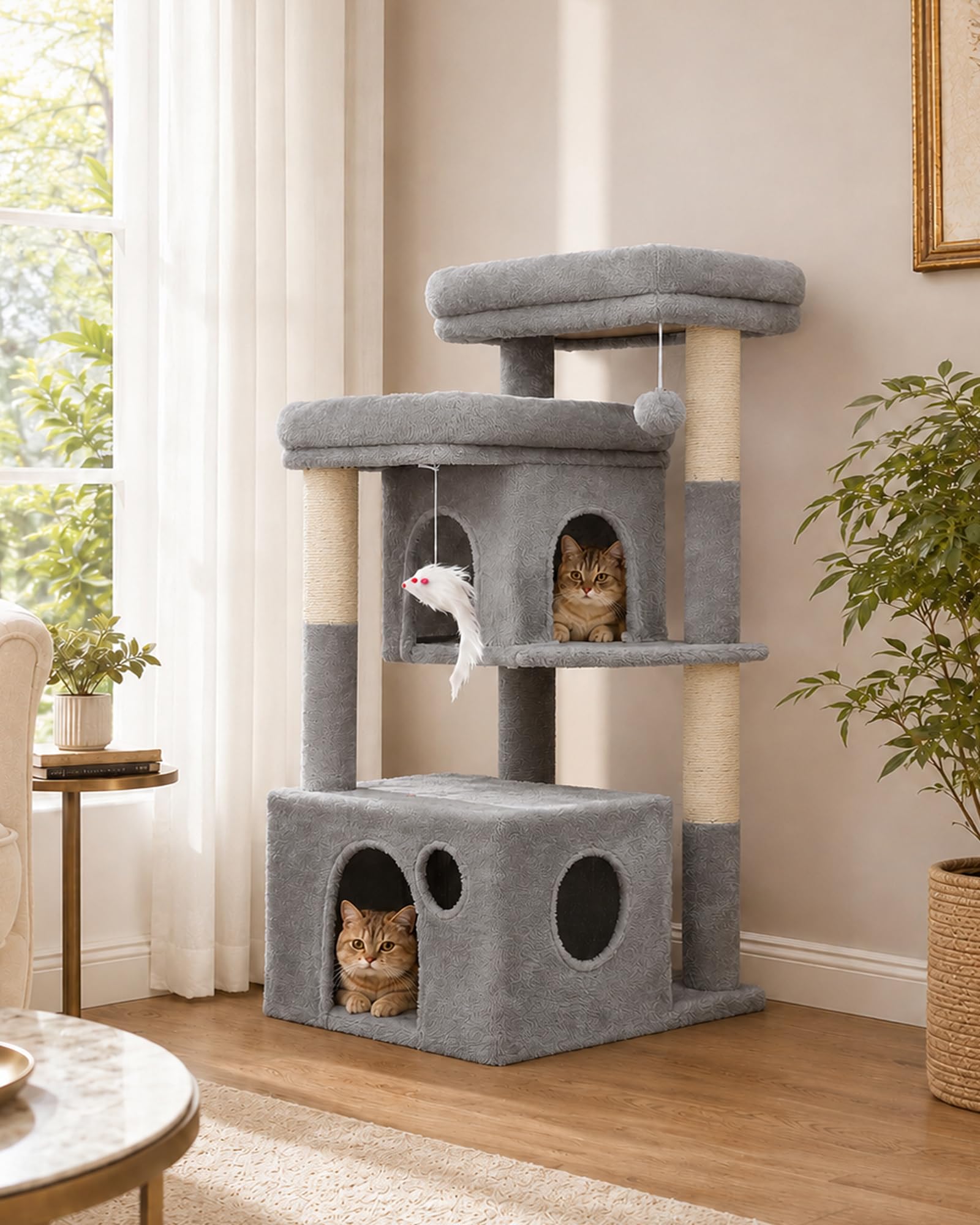Heybly Cat Tree Wide Base Anti-Tipping Floor Cat Condo, HCT205SW