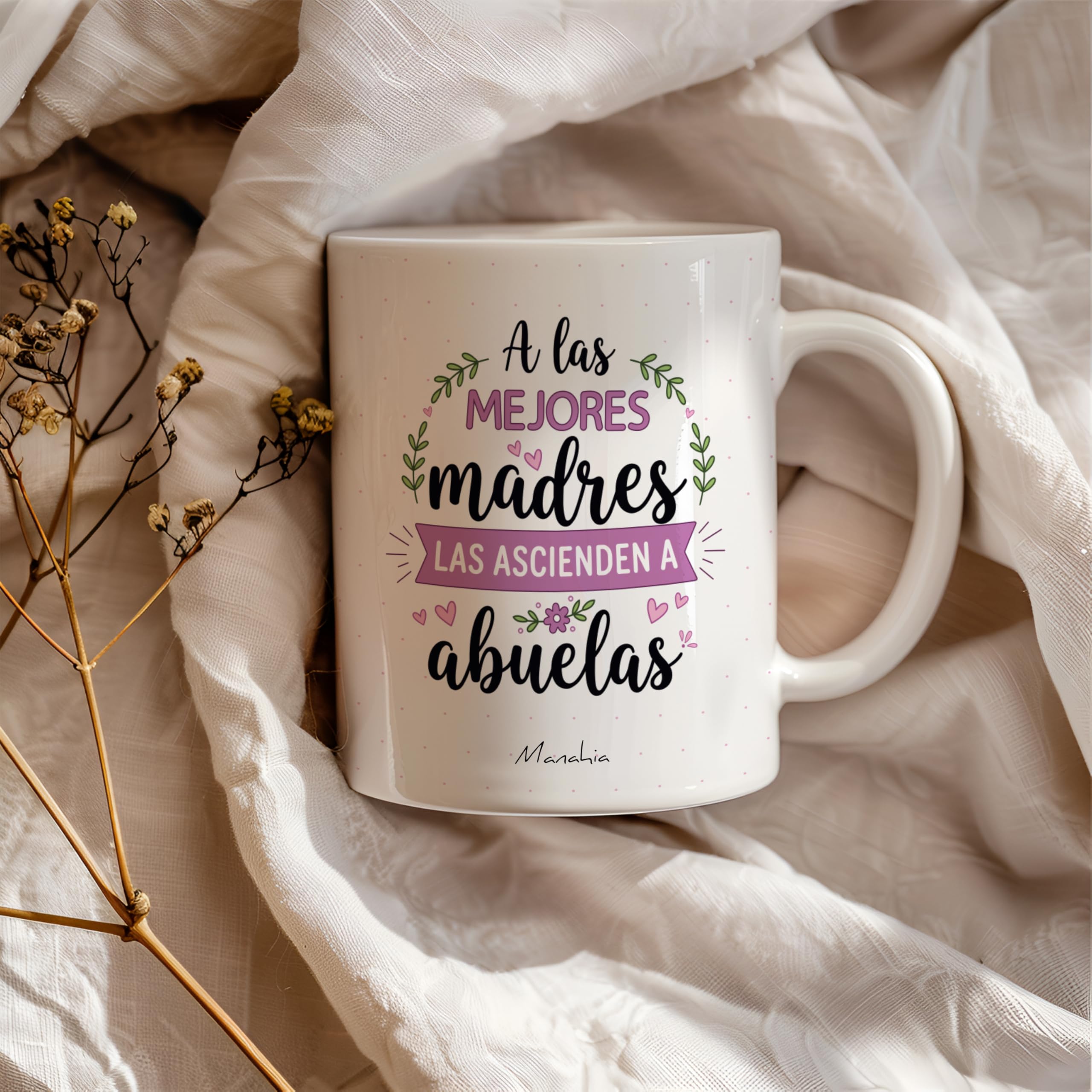 Manahia - Taza Abuela - A las mejores madres las ascienden a abuelas | Regalo Original Futura Abuelita - Yaya - Idea Sorpresa Anuncio Embarazo | Caja Regalo Kraft — view 5