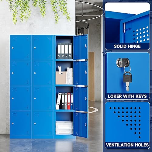 Vista 28 de Yizosh Taquillas de metal para empleados con llaves, armario de almacenamiento de 71 pulgadas para empleados con 1 puerta, armario de almacenamiento