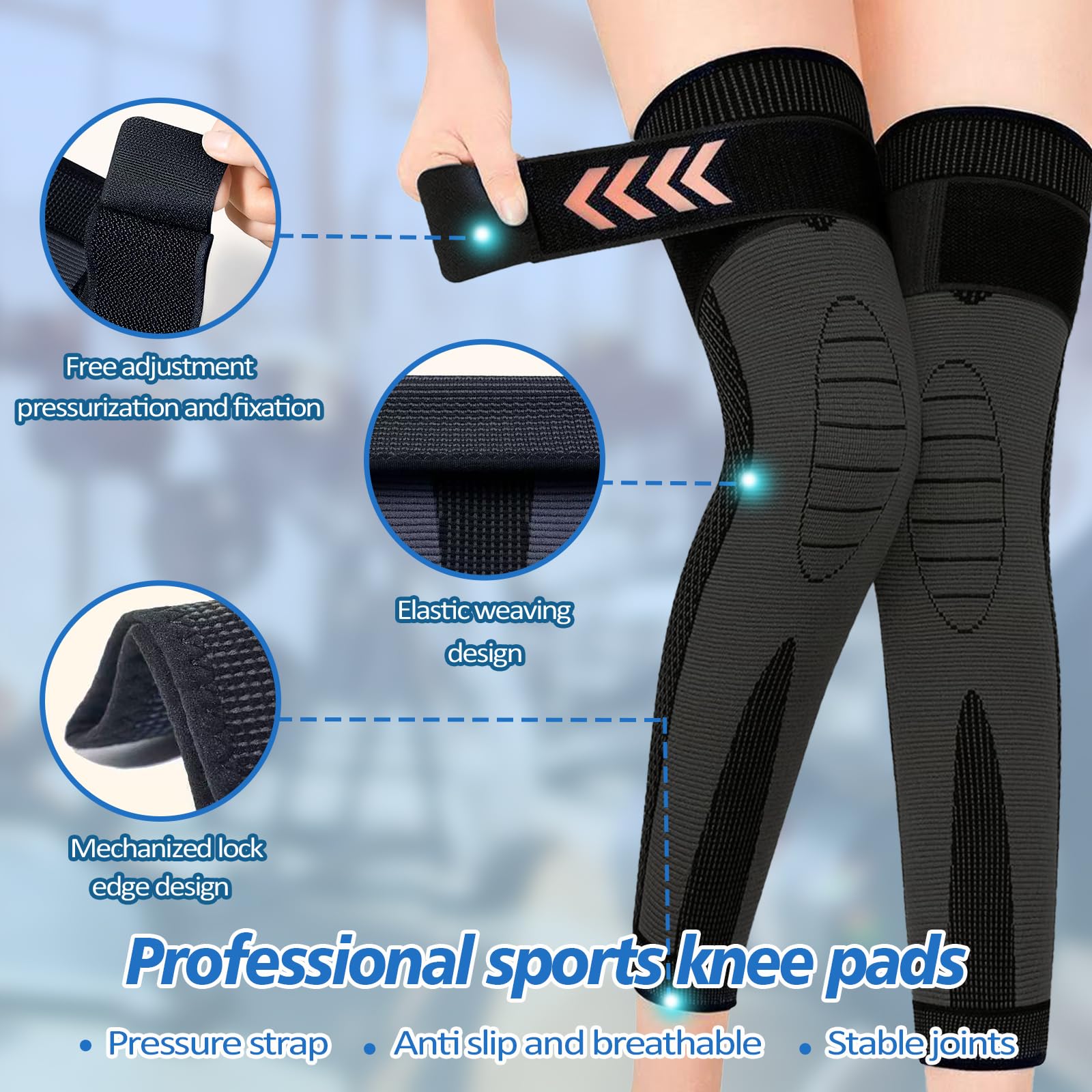 Genouillère Sport, Attelle Genou Hommes Genouillère Longue Compression Sport Homme Protection Respirante Antidérapante L Taille Vert 1 Paire