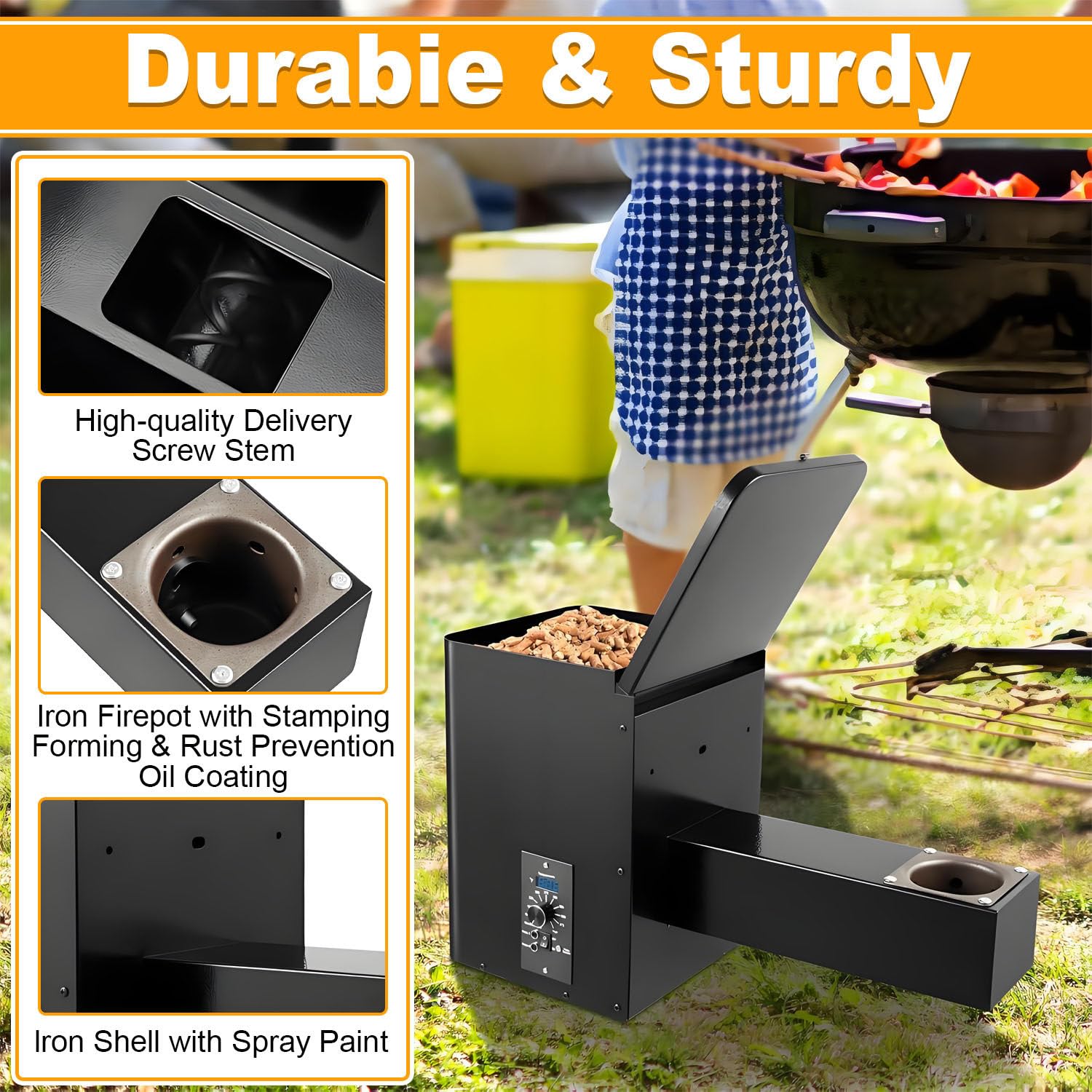 Kit di montaggio per affumicatore a pellet, ideale per affumicare, cuocere al forno, arrostire e grigliare, montaggio completo per una perfetta esperienza di barbecue