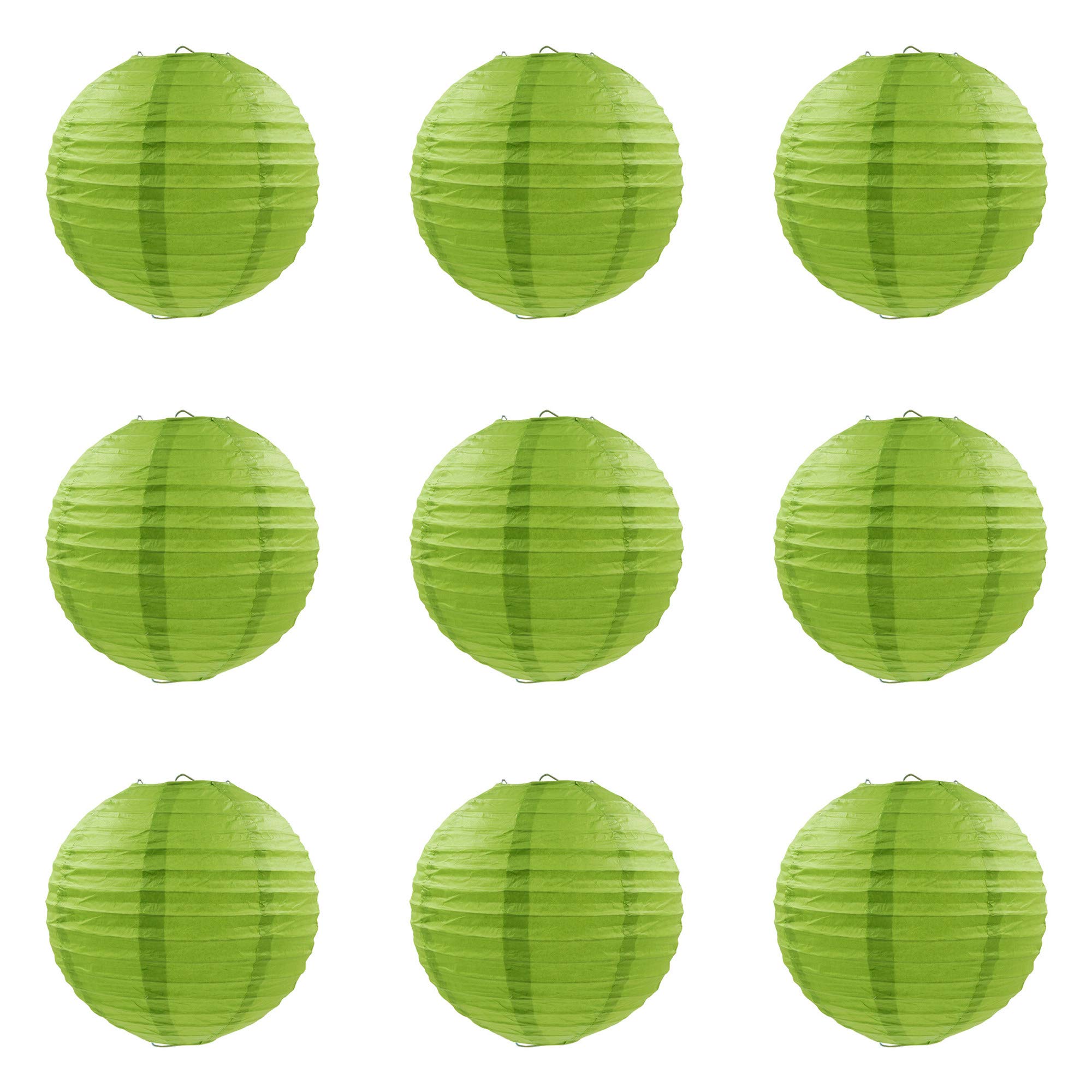 ACVIP Chinese Paper Lantern Lampshade Home Party Wedding Decor, Pack of 9 (16", Green) — image 1