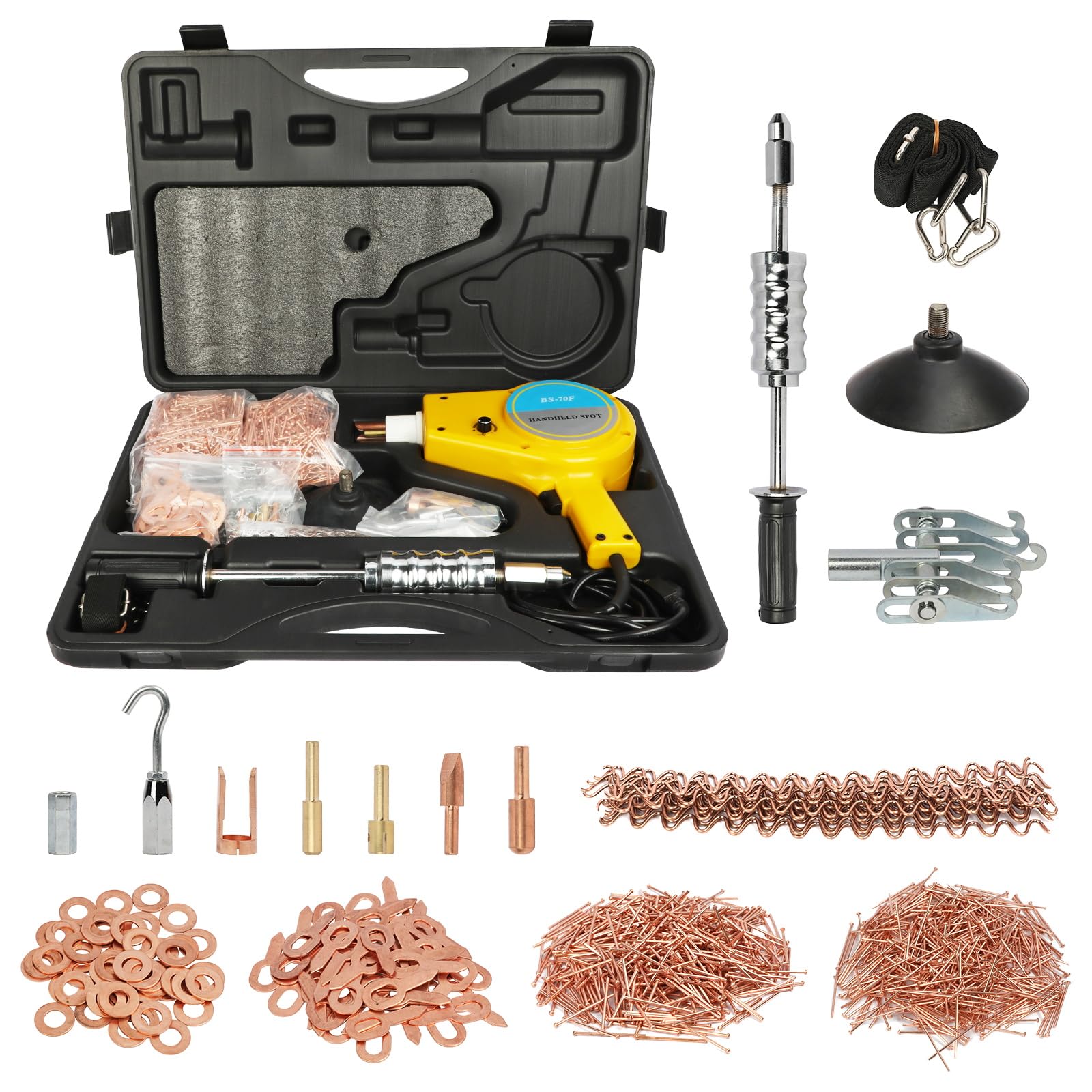 Body Repair Dent Removal Tools, 800VA Spot Welder Stud, 1600A Stud Welder Kit 220V Stud Gun Dent Puller Kit with Complete Accessories Dent Welder Repair for Auto Body Repairing