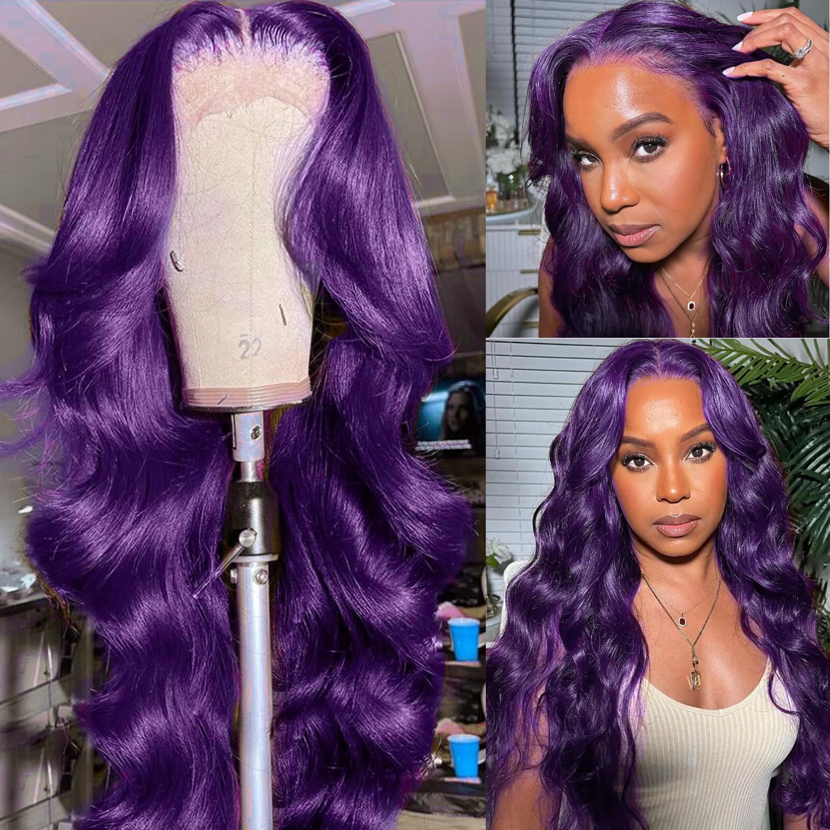 ♥️ MONI 24” PURPLE WAVY LACE FRONT WIG? *NEW* Amazon.com : AFBeauty Purple Wig Lace Front Synthetic Hair  main image 2