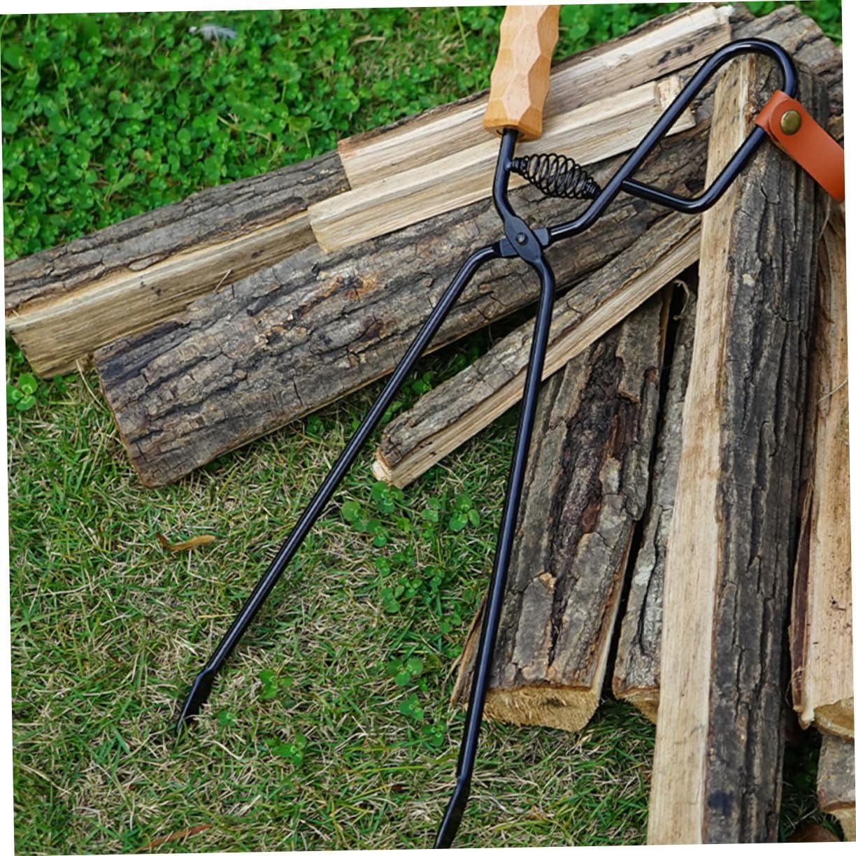 ibasenice Campfire Tong Outdoor Fireplace Tool Heavy-duty Grabber for Bbq Camping and Picnics and Construction for Safe Firewood Handling