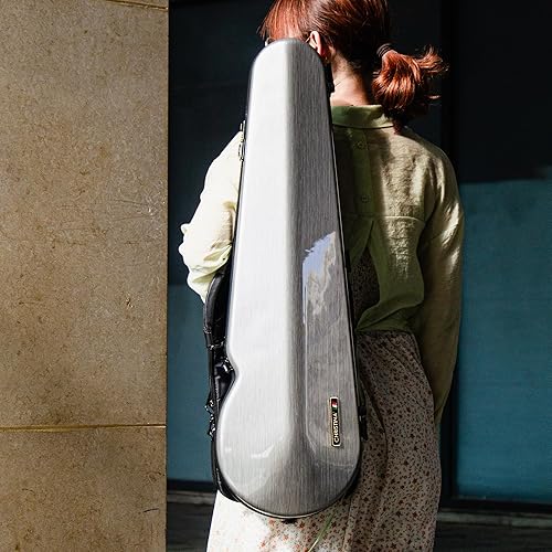 Miniatura 6 de Estuche de violín 44 de tamaño completo de fibra de carbono de alta resistencia Triángulo Bolsa de música para violín con cerradura de combinación y