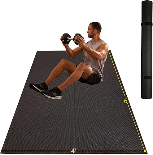 Alfombrilla de ejercicio Gsmmatwin extra gruesa grande de 9 x 6 pies8 x 6 pies7 x 5 pies6 x 4 pies (0.276 in) para gimnasio en casa, alfombrilla de