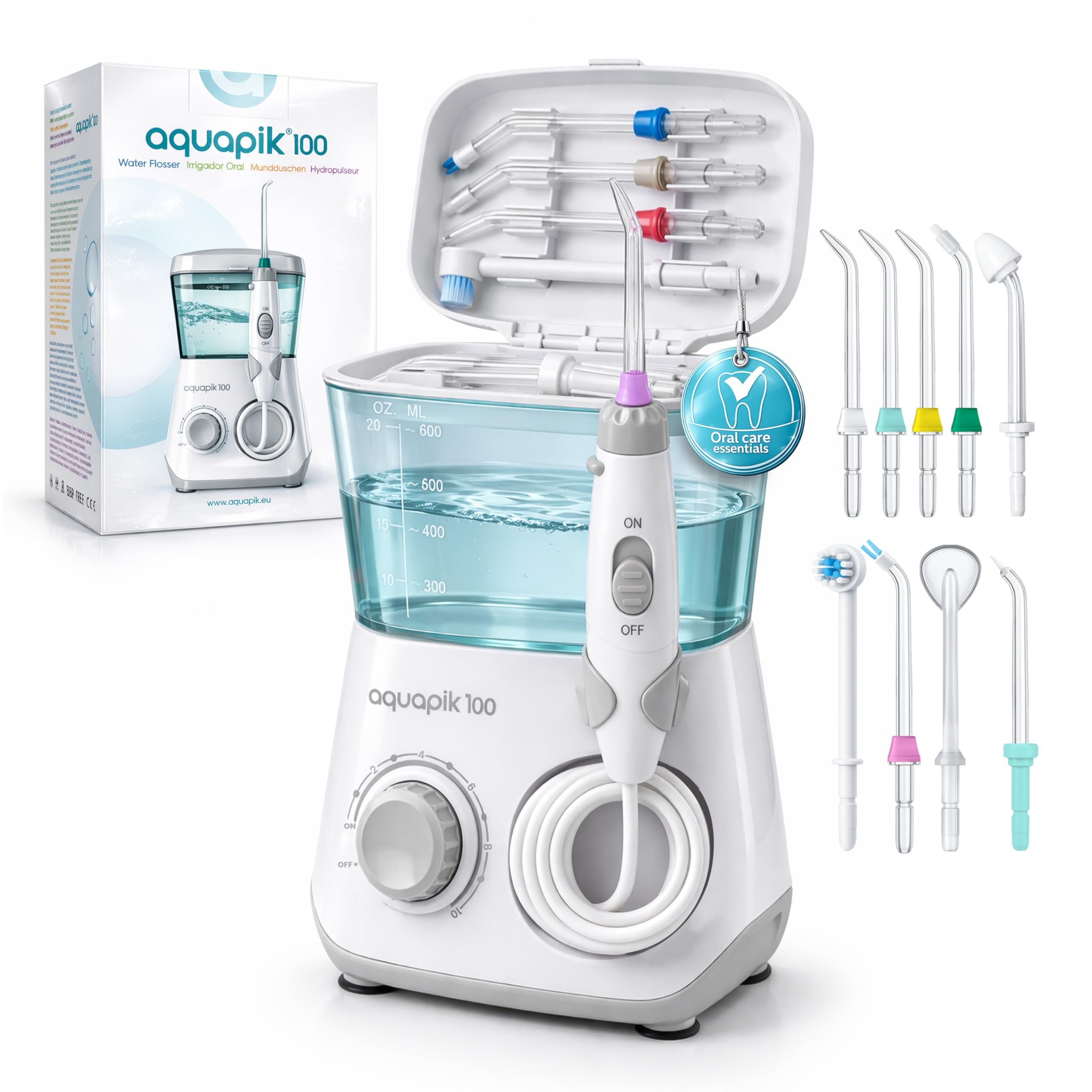 Bostontech Water Flosser Deep Oral Cleaning with Electric Power Oral irrigator with 10 Adjustable Pressure Levels 9 Nozzles