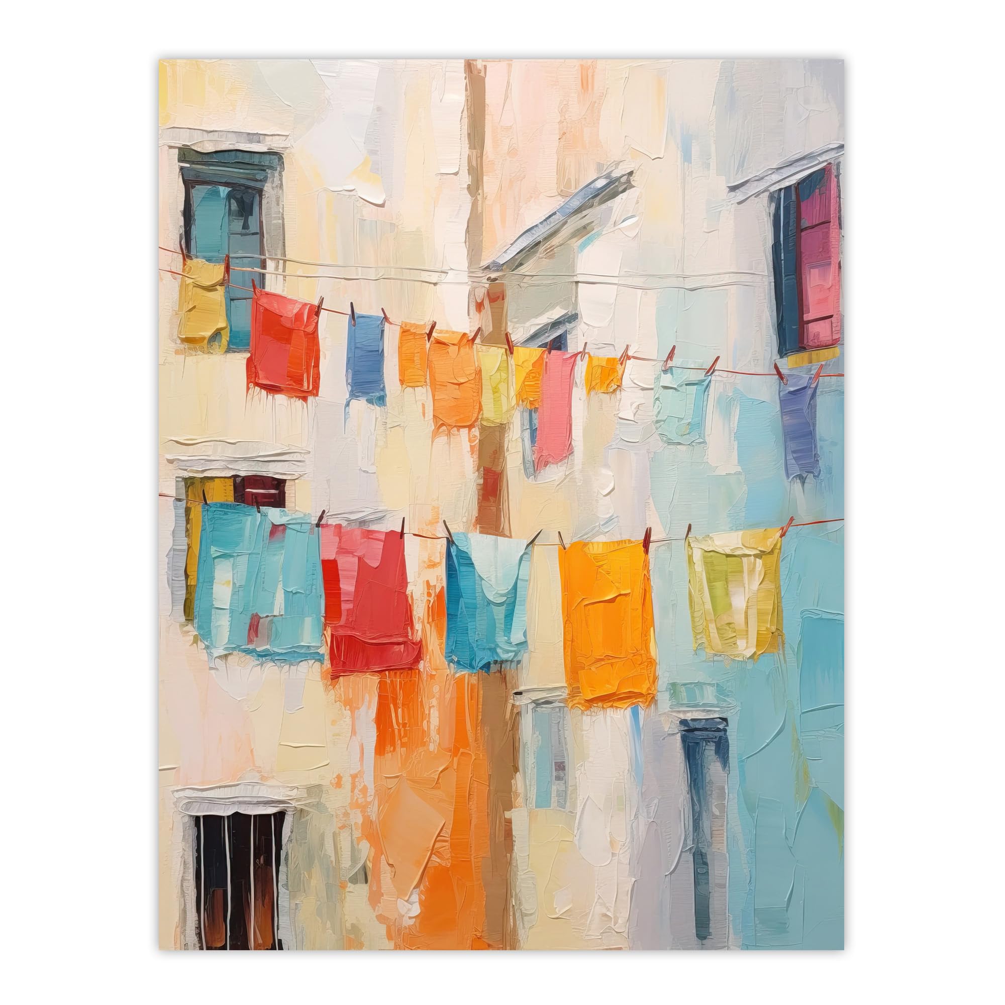 Wee Blue Coo Every Day Is Laundry Day Multicoloured Extra Large XL Wall Art Poster Print