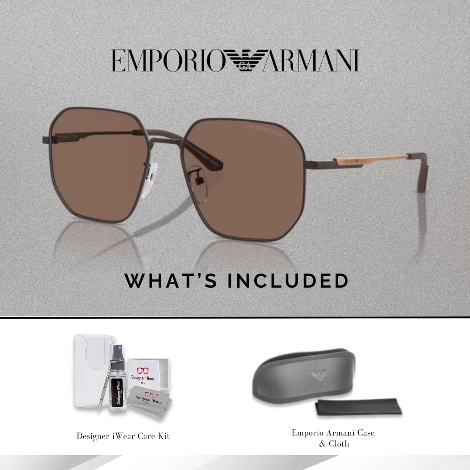 EMPORIO ARMANI EA2154D 57MM Pilot Sunglasses For Men +BUNDLE with ACCESSORY EYEWEAR KIT