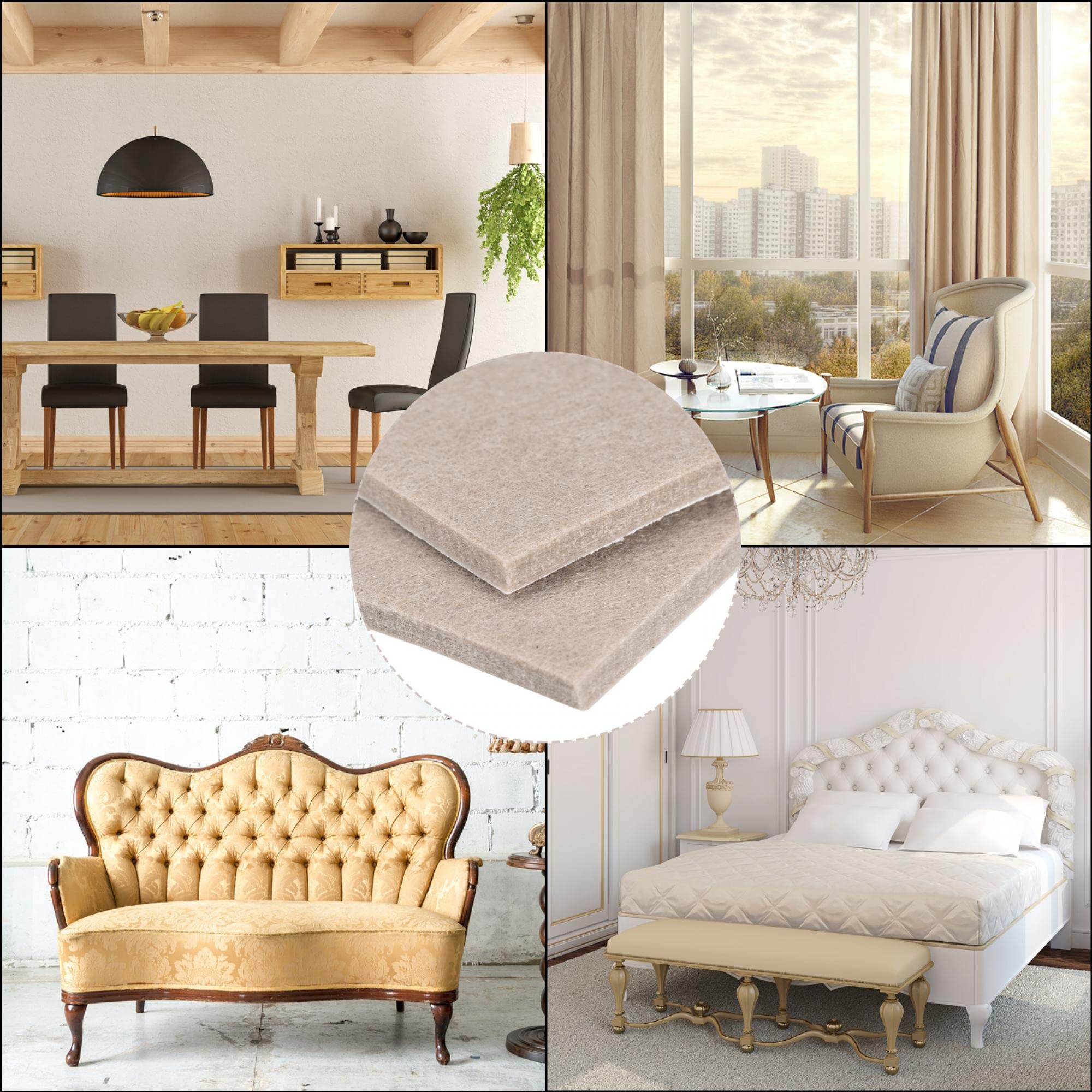 Sourcing Map Almohadillas Cuadradas De Fieltro Para Muebles, 32
