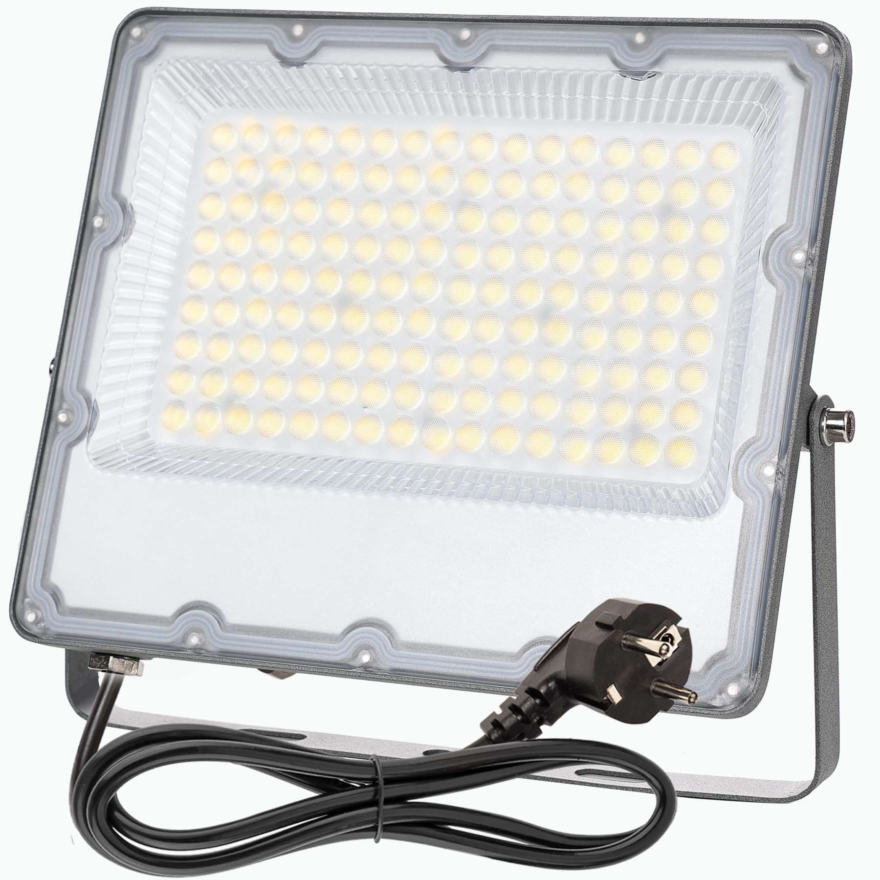 Foco LED Exterior 100W, IP66 Impermeable,10000LM,6500K Luz Blanca Fría,Con enchufe UE para Jardín, Patios, Parking, Hotel, Naves Etc