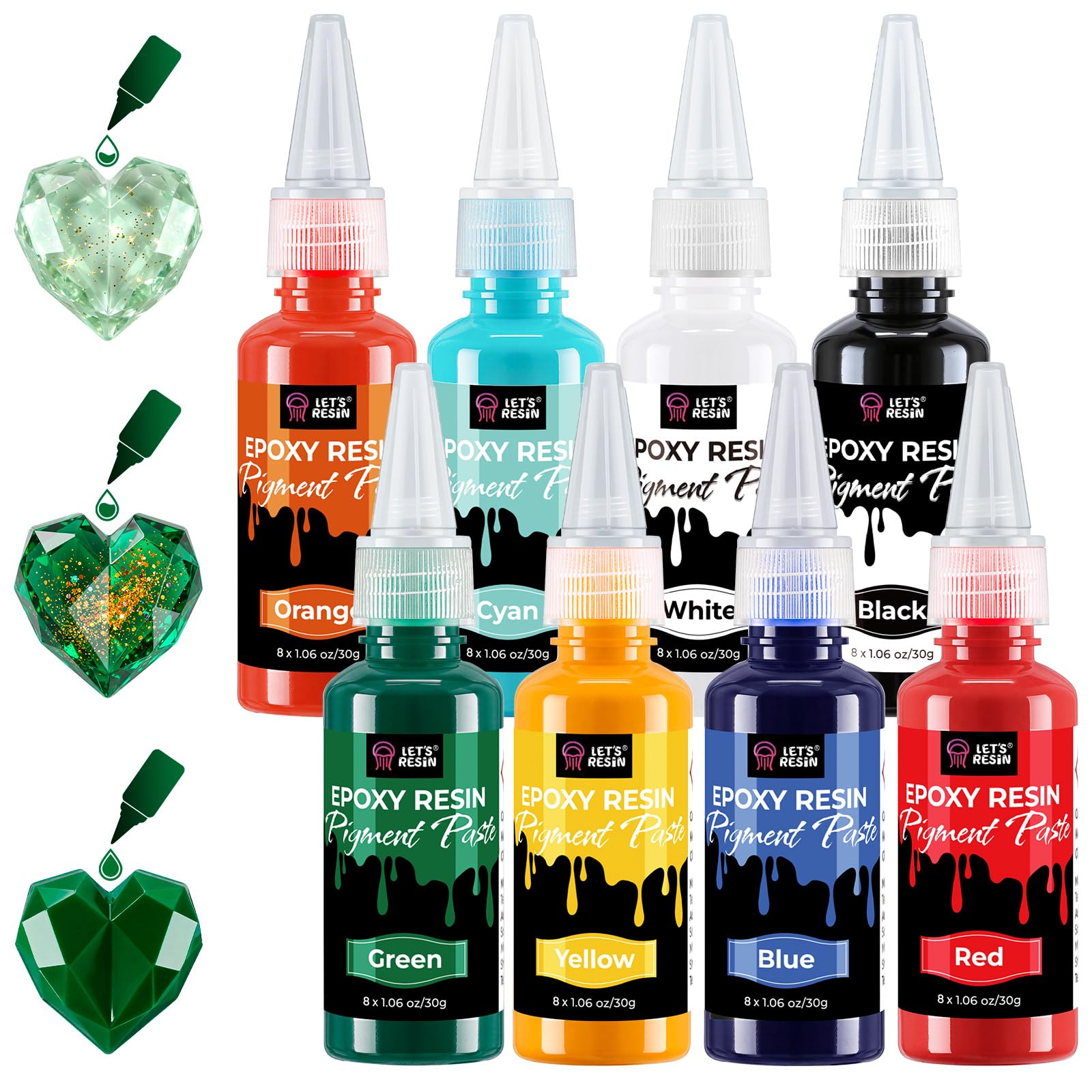 LET'S RESIN 8-Color Pigment Paste Set