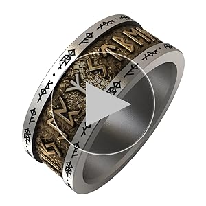 Two Tone Norse Viking Rune Ring 925 Sterling Silver Elder
