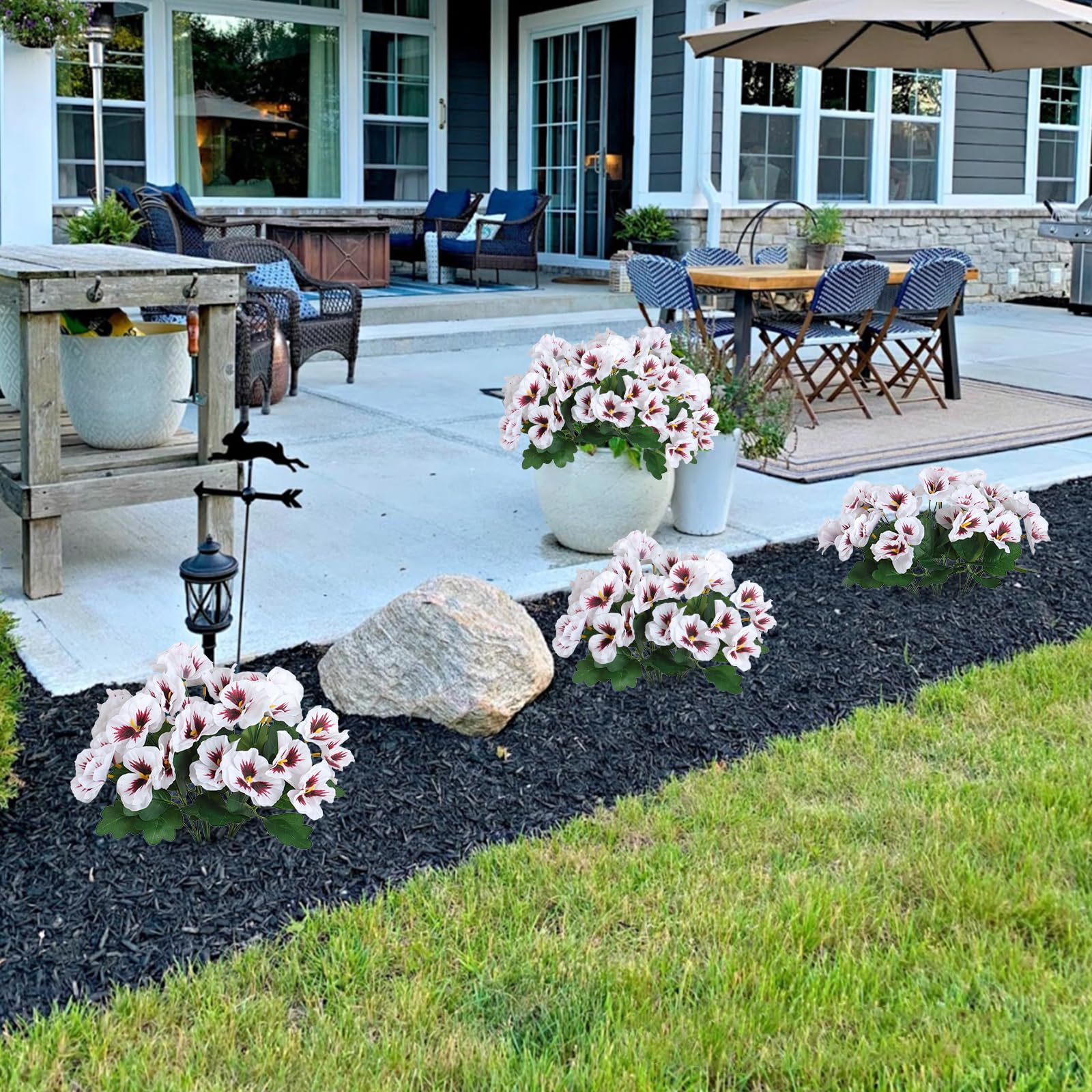 10 Fiori Artificiali In Seta UV Resistenti - Decorazione Per Interni Ed Esterni Bianco - Foto 11