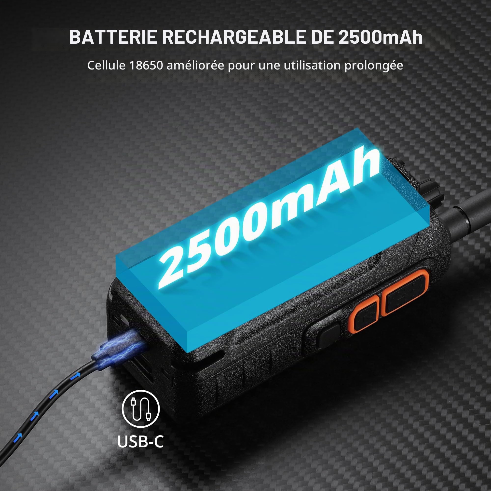 Radioddity GS-10B Radio 8W, Radio Bidirectionnelle Longue Portée avec Programmation APP sans Fil, UHF/VHF/FM Aviation, Double PTT, Batterie 2500mAh & USB-C, Réduction du Bruit, Synchro des Canaux