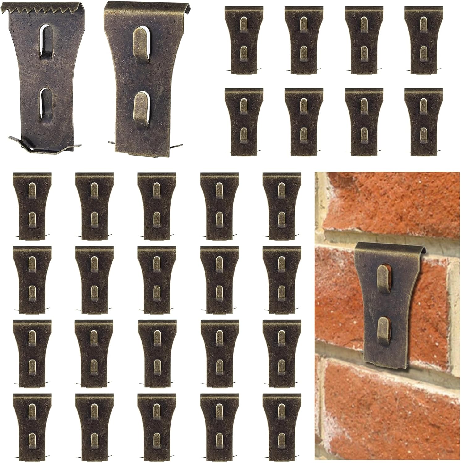 Lnrueg 30 PCS Brick Hook Clips, Brick Wall Hook Fasteners, No Drilling