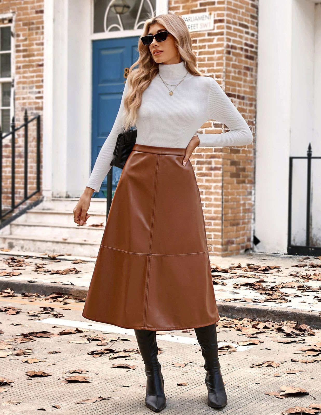 Kate Kasin 2025 Gonne da donna in ecopelle, gonna a vita alta, gonna longuette autunno inverno | Moda Alla Moda Elegante Lavoro Ufficio Affari Abbigliamento Casual Cocktail Dailywear Partito