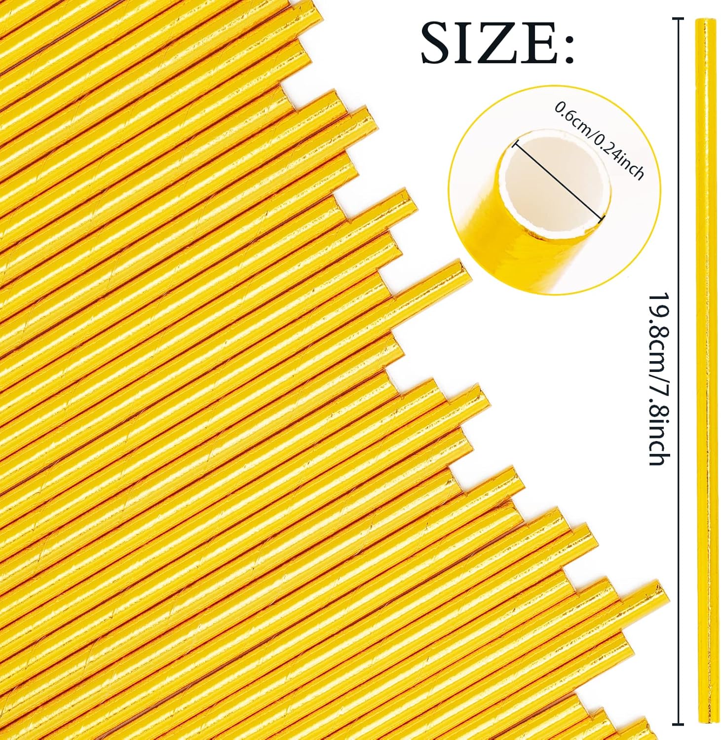 100 Pack Gold Paper Straws - Biodegradable, Disposable Straws for Birthday, Bridal, Baby Shower & Wedding Party Supplies - Image 2