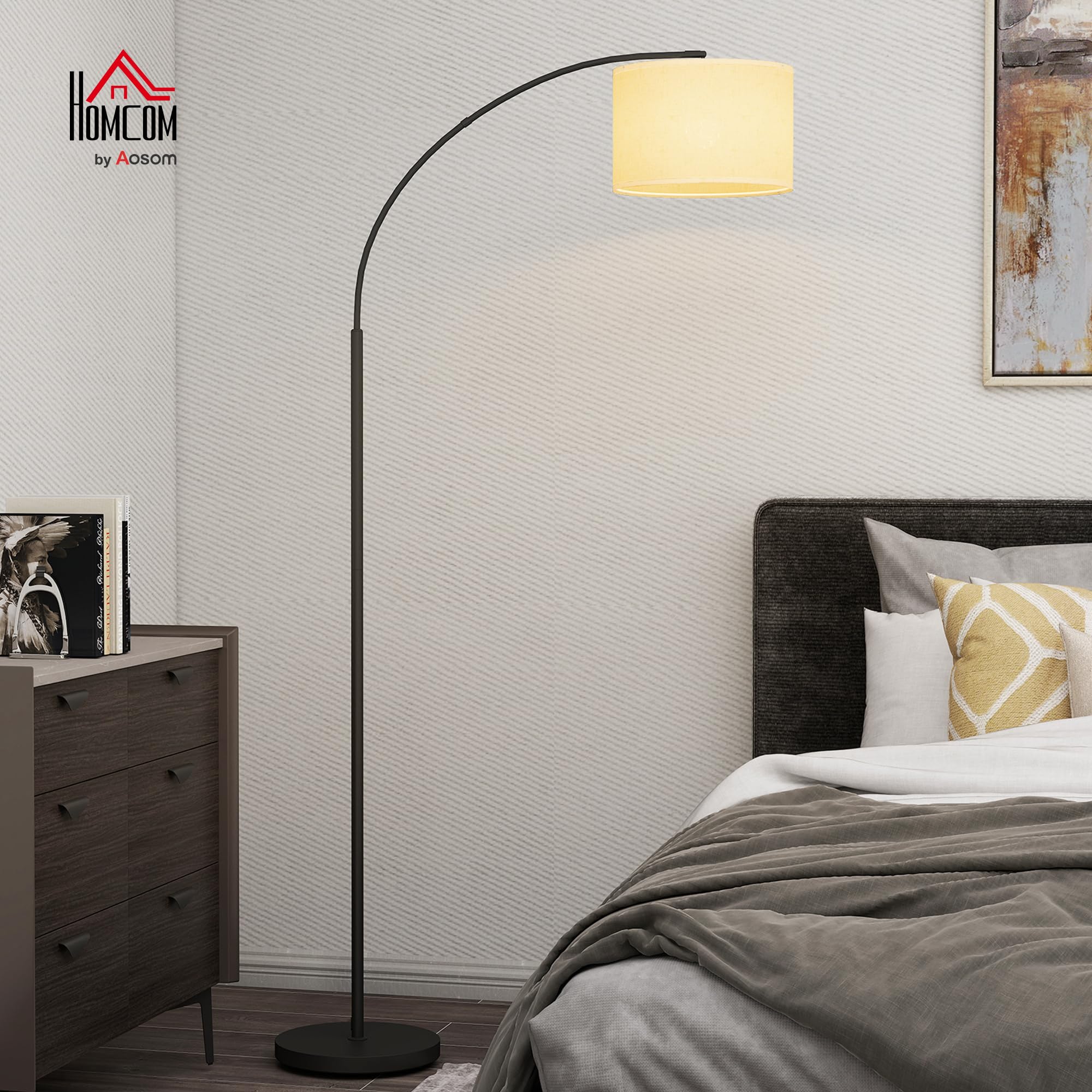 HOMCOM Lampada da Terra a LED Dimmerabile con Telecomando, Piantana Lampada con Luce Regolabile su 11 Colori di Temperatura e 11 Luminosità, Timer 60 Minuti, Paralume Girevole e Inclinabile, Nero