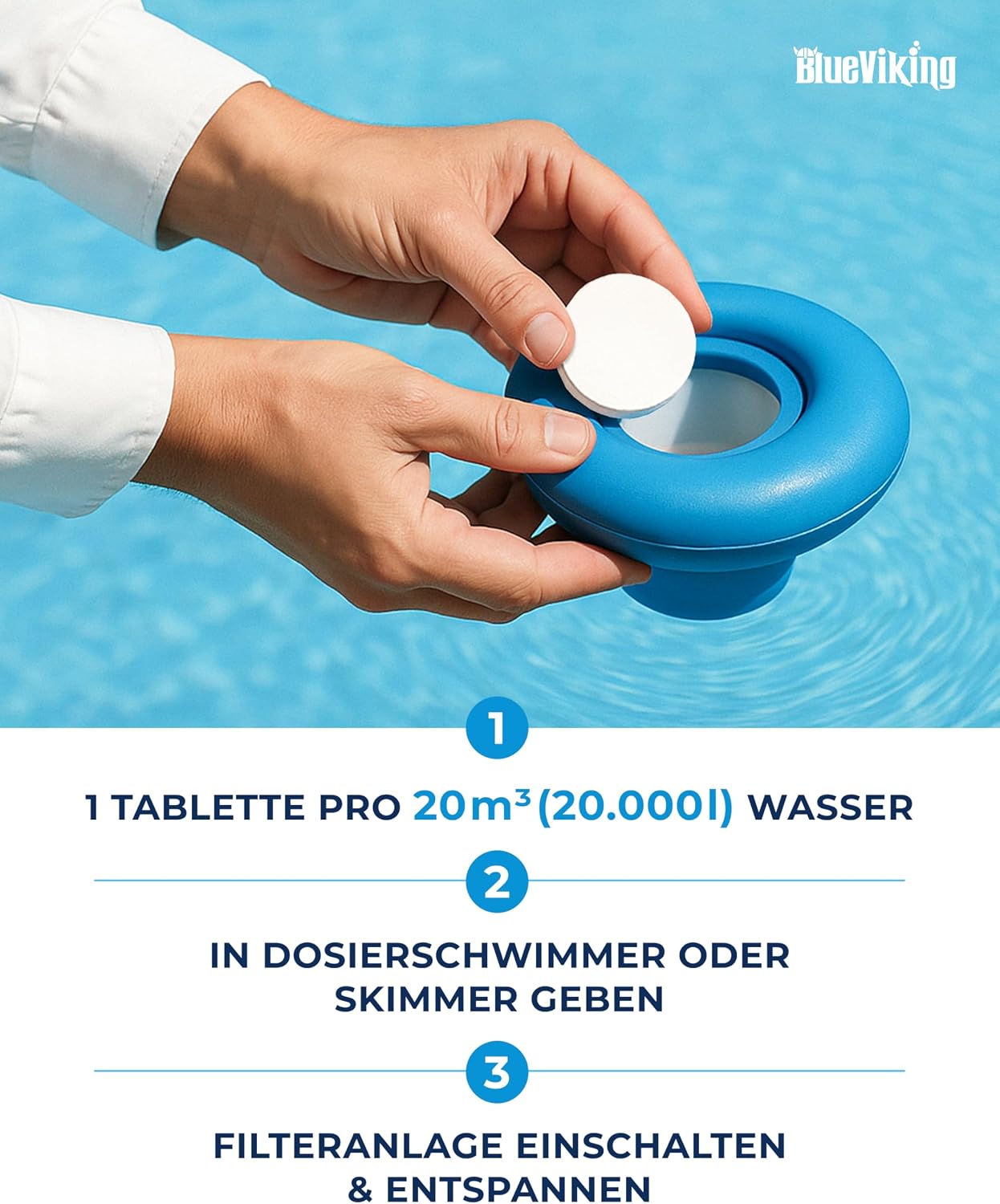 Chlortabletten Fuer Pool | 5 in 1 Multitabs 200g, 5 kg | Langzeit-Chlorierung, Algizid &amp; Filterschutz | Made in Europe