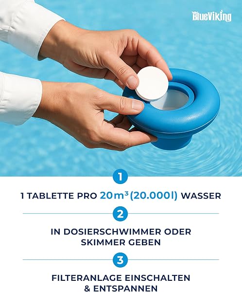 Chlortabletten Fuer Pool | 5 in 1 Multitabs 200g, 5 kg | Langzeit-Chlorierung, Algizid & Filterschutz | Made in Europe - 4