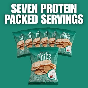 ProtiFit Sea Salt & Vinegar Protein Chips, 15g Protein, 3g Net Carbs, Low Calorie, 1.23 oz (Pack of 7)