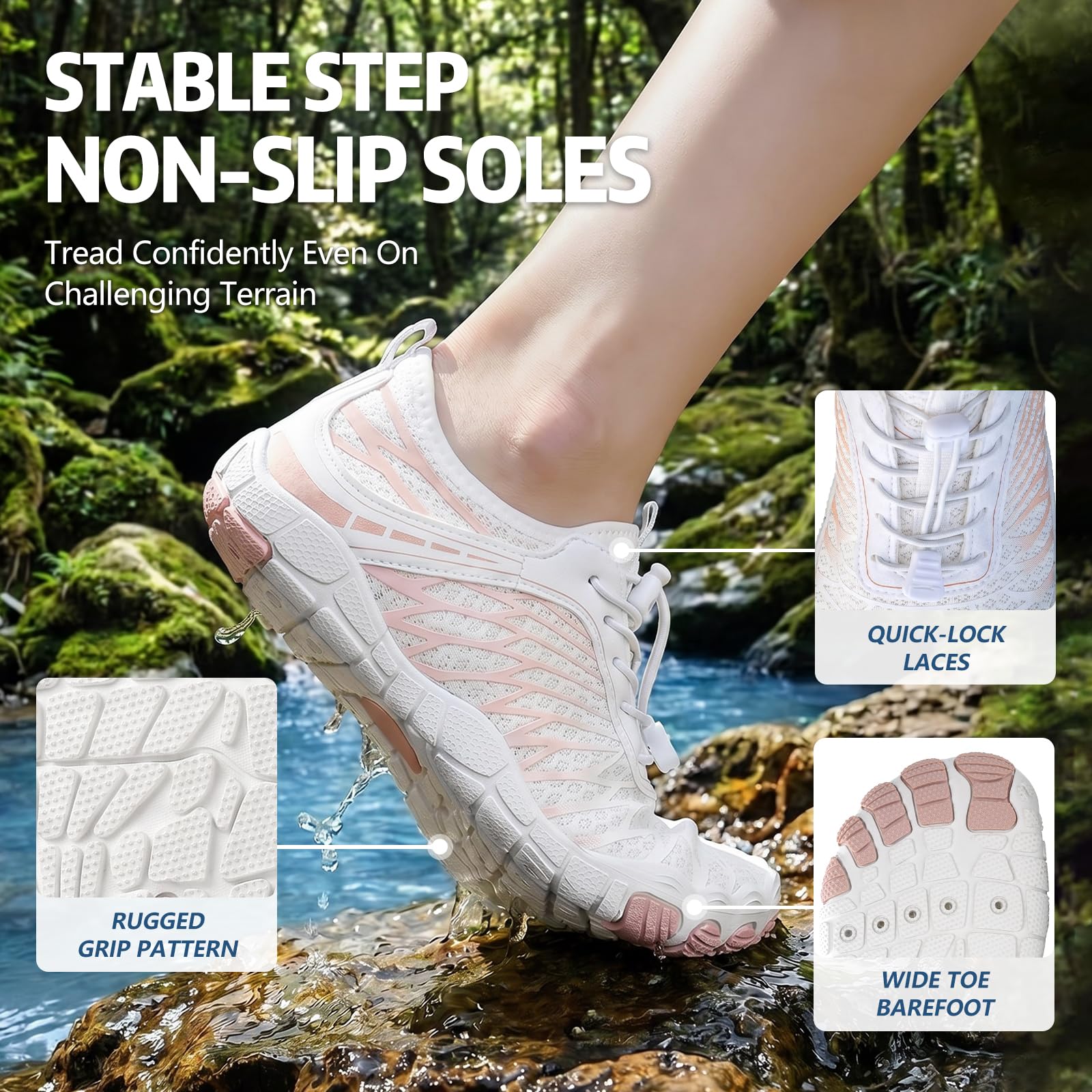 Buty trekkingowe na bose stopy, damskie i męskie, profesjonalne i antypoślizgowe buty do wody dla kobiet mężczyzn, szerokie palce, buty do biegania, trampki, uniseks