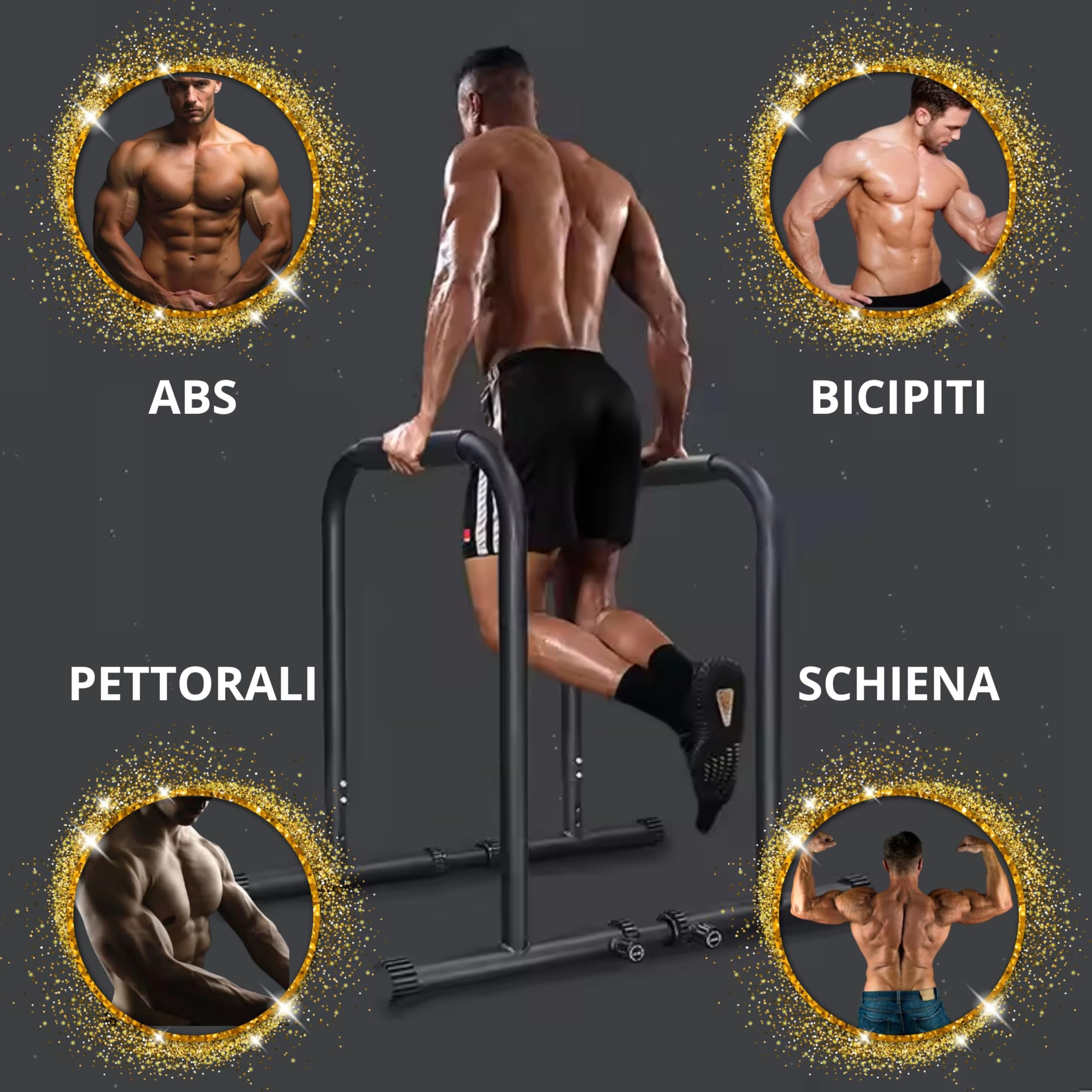 Barre Parallele Calisthenics Regolabili – Attrezzi per Calisthenics e Fitness a Casa – Ideali per Dips, Flessioni, Pull-Up e Push Up – Design Compatto e Robusto per Allenamento Completo