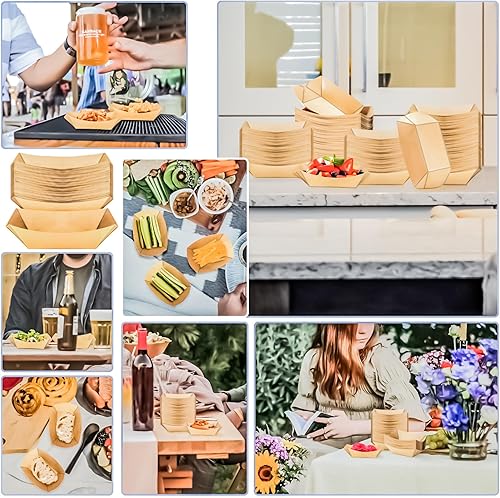 Miniatura 5 de MotBach Paquete de 300 bandejas de papel de 12 libra para botes de papel pequeños, mini bandejas de papel kraft para alimentos, bandeja de papel