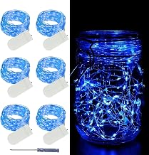 LAMPHOME 6 Pack Blue Fairy Lights Battery Operated - 7ft 20 LED Lights Copper Wire Mini String Light Firefly Light for Mason Jars DIY Crafts Christmas Wedding Party Centerpiece Table Decor