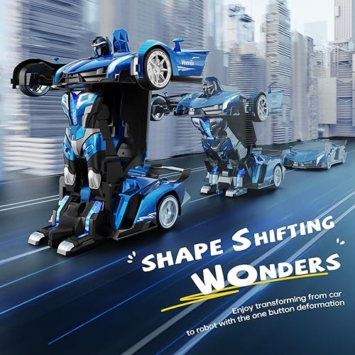 Miniatura 6 de Veeniix V991 Transform - Auto de control remoto + repuesto de batería original V991, escala 110, robots y autos en uno, recargable, para hasta 35