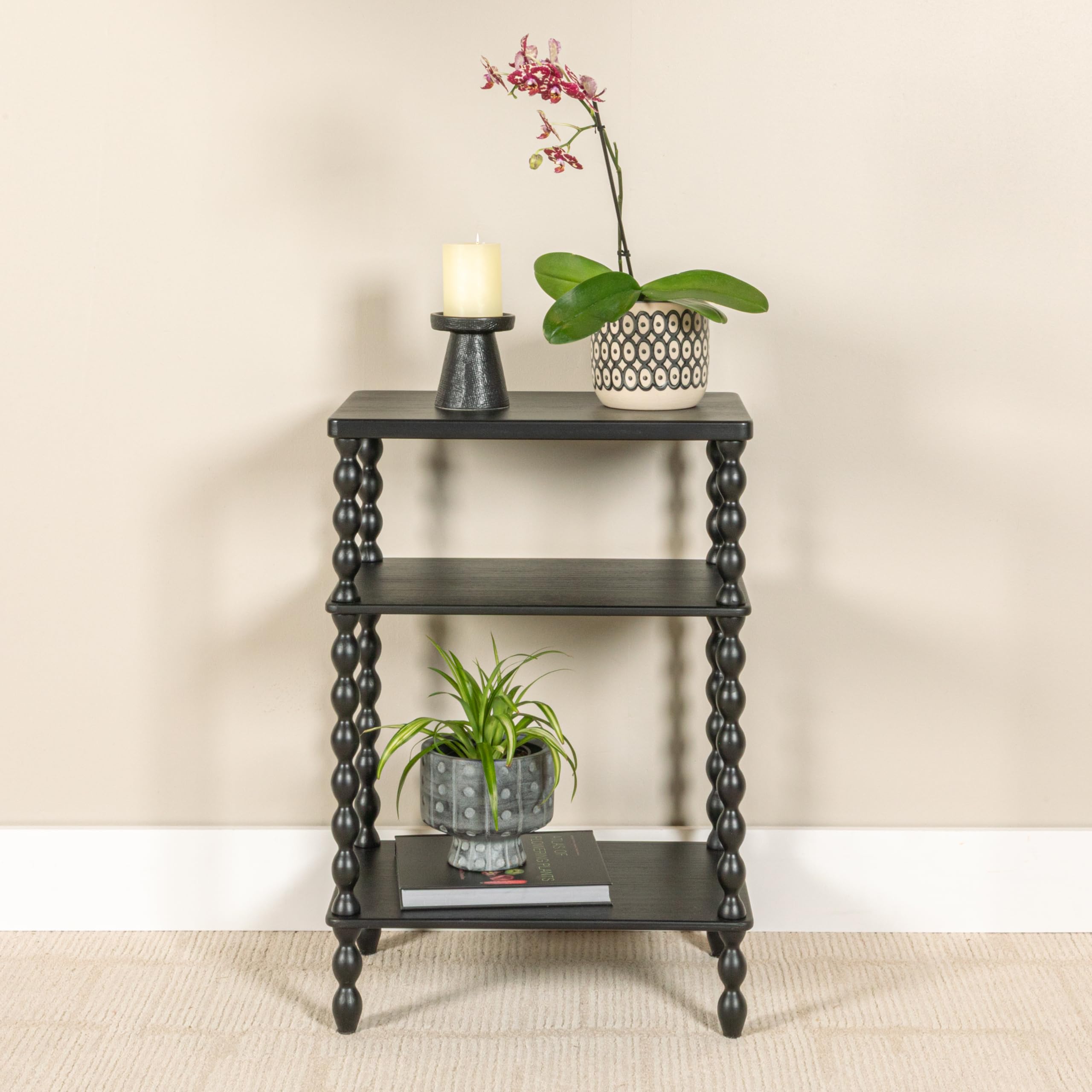 Creative Co-Op Bobbin Leg Rectangle Wood Accent Table, Black