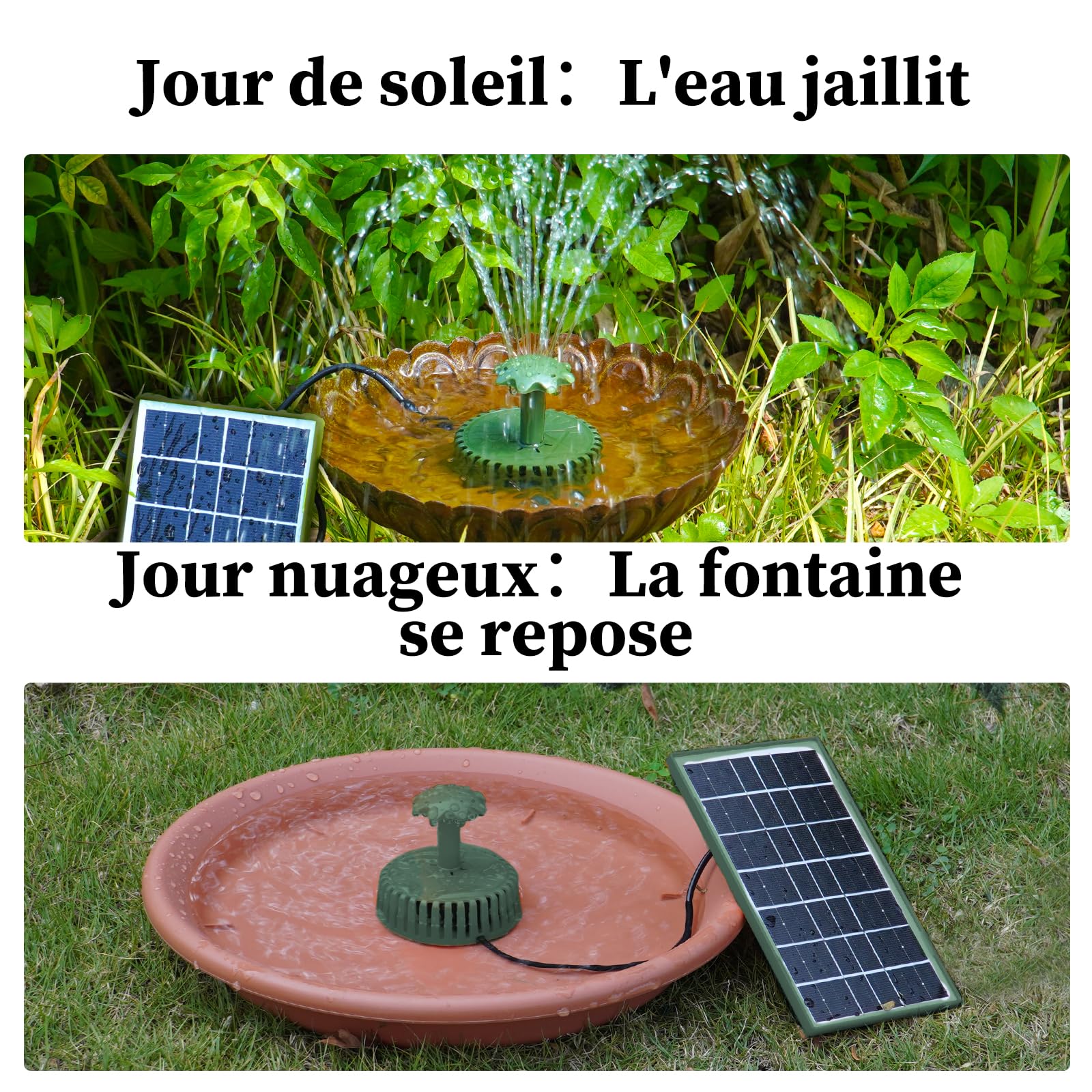 AISITIN Fontaine Solaire 3,5 W | Divers Effets de Pulvérisation, pour Bassin, Étang et Jardin, Câble de 3 m, Vert Foncé