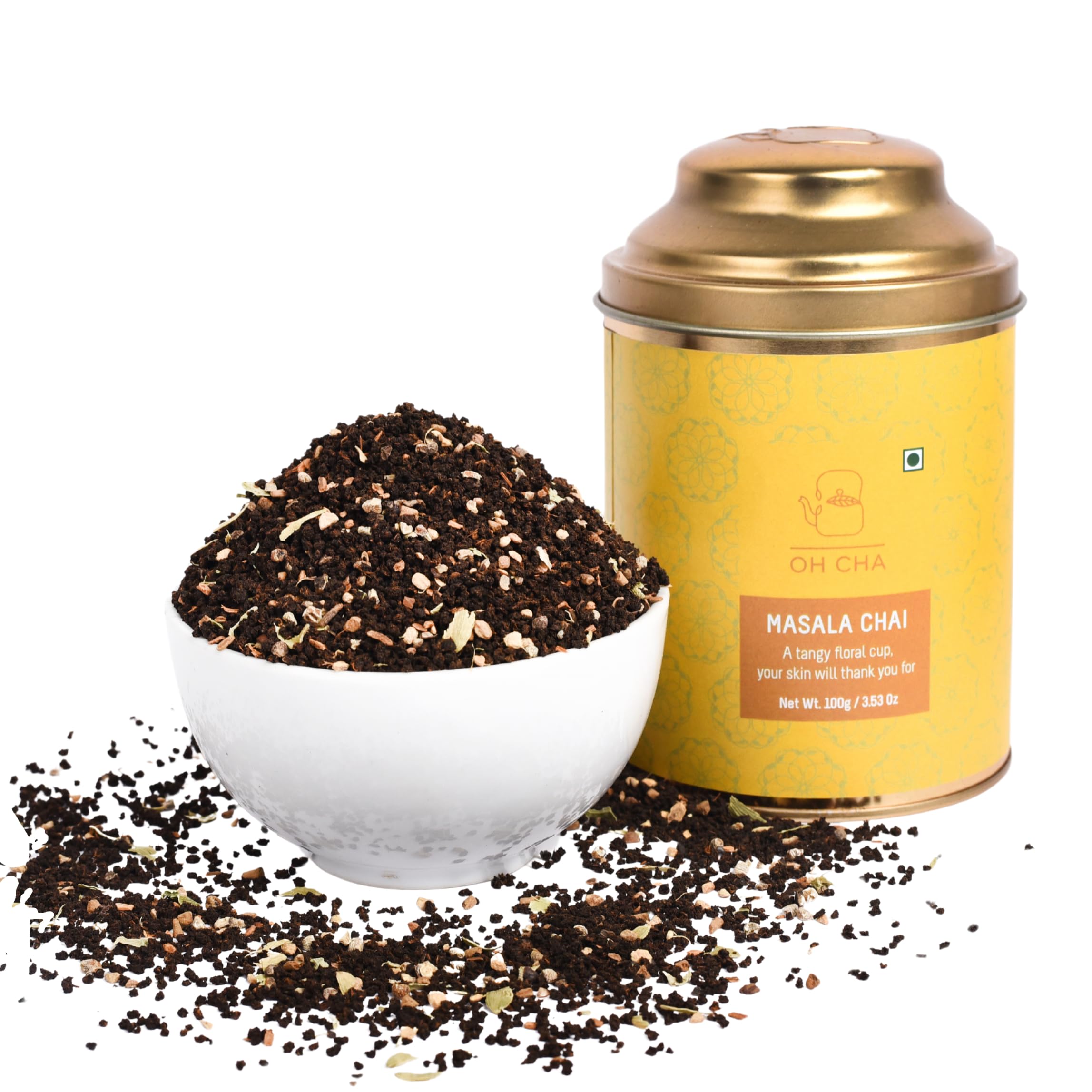 OH CHA - Masala Tea/Chai, 100gms | Kadak CTC Black Tea with Cardamom, Cinnamon, Ginger, Clove and Black pepper | Premium Masala Tea for your Daily Chai Fix | 100% Natural, Pure Spices