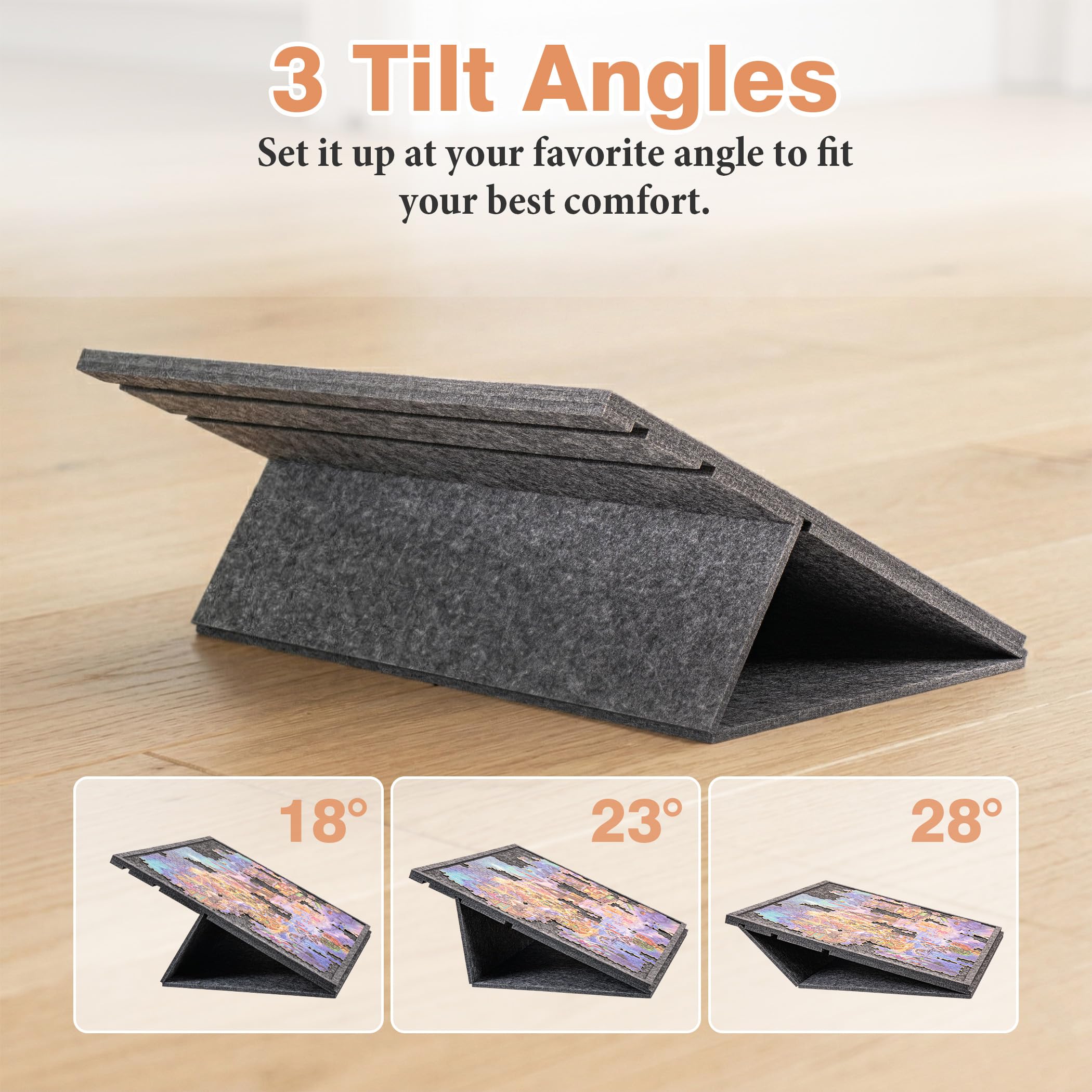 Neigbare Puzzle-Platte für 1000 Teile, mit 2-in-1-Ständer und Abdeckplatte, Puzzle-Tisch mit 3-stufiger Neigungsverstellung, mit 6 farbigen Schubladen (Without Trays)