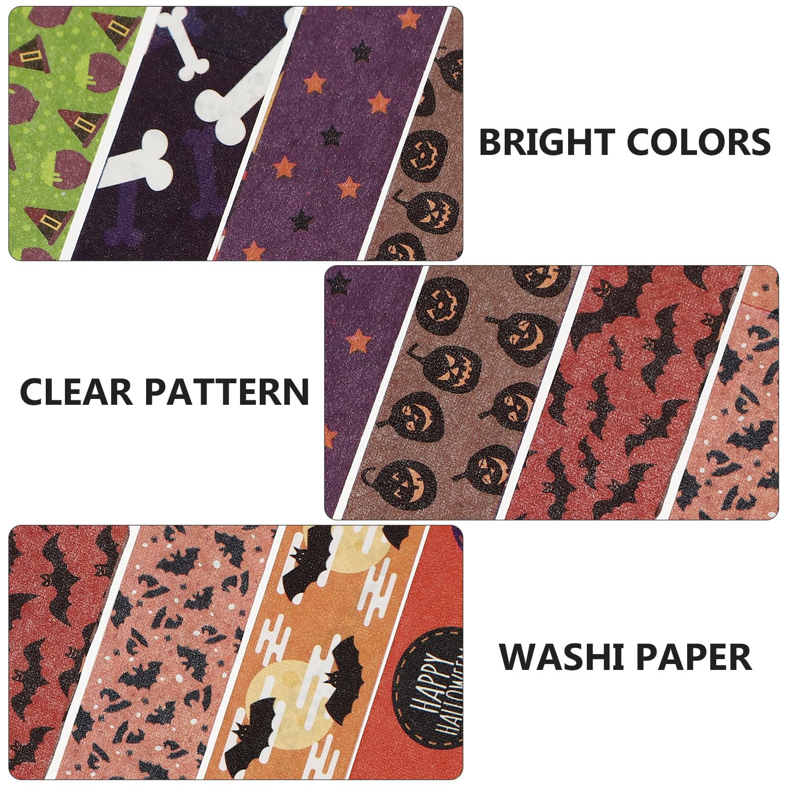 OSALADI 64 Rollos Cinta Washi de 5m Patrón de Halloween para Manualidades y Decoración en Fiestas, Adecuado para Sellar Sobres y Scrapbooking Creativo Varios Estilos