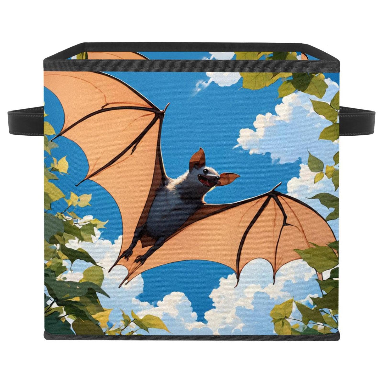 Grand cube de rangement pliable avec poignées panier durable chauve-souris