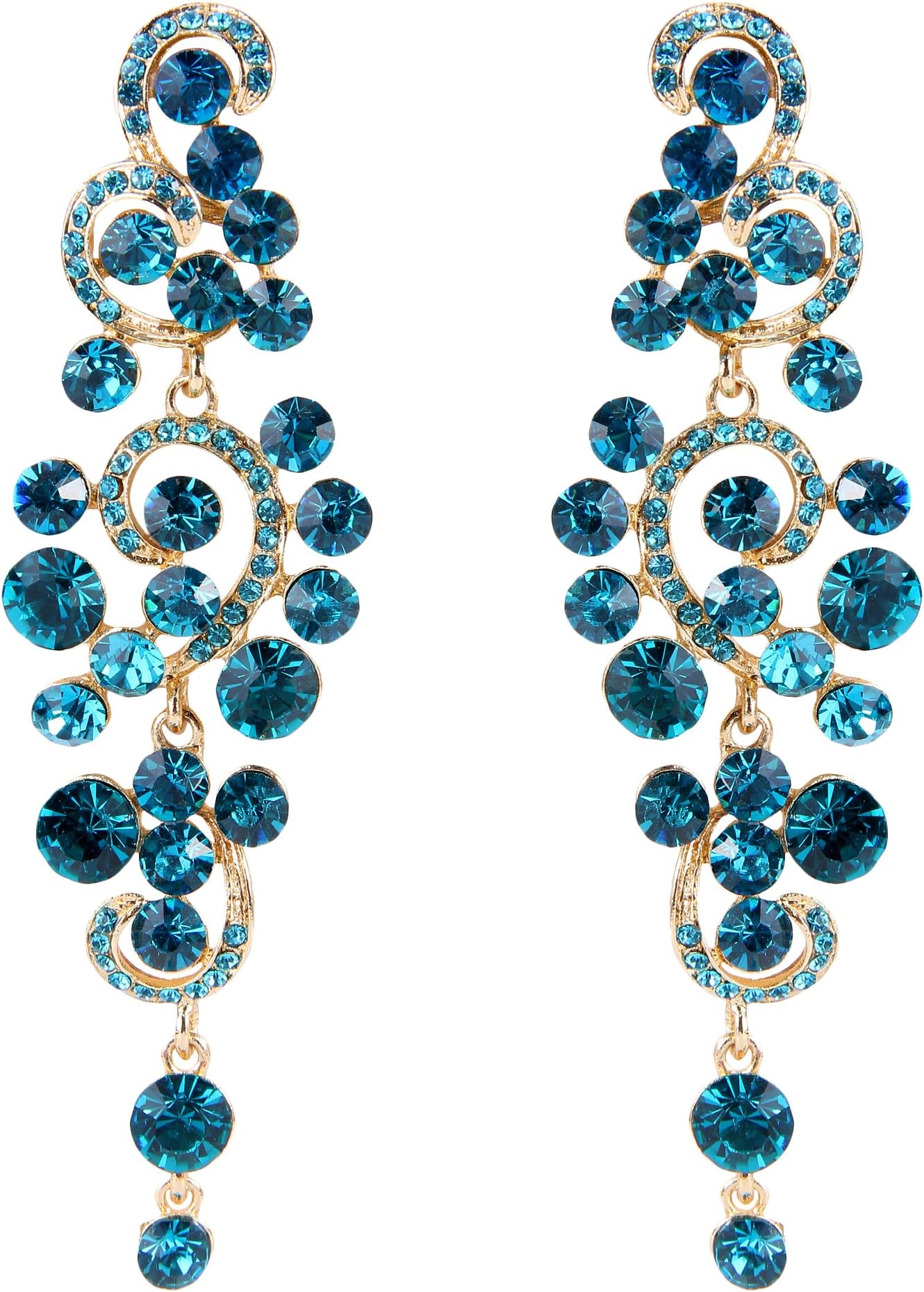 BriLoveWomen's Bohemian Boho Wedding Bridal Crystal Floral Chandelier Hollow Dangle Earrings