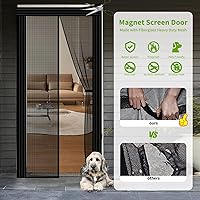 Vista 3 de Puerta magnética ajustable para puertas de 29 a 34 pulgadas de ancho de 79 a 82 pulgadas, puerta de malla de fibra de vidrio autosellada reforzada
