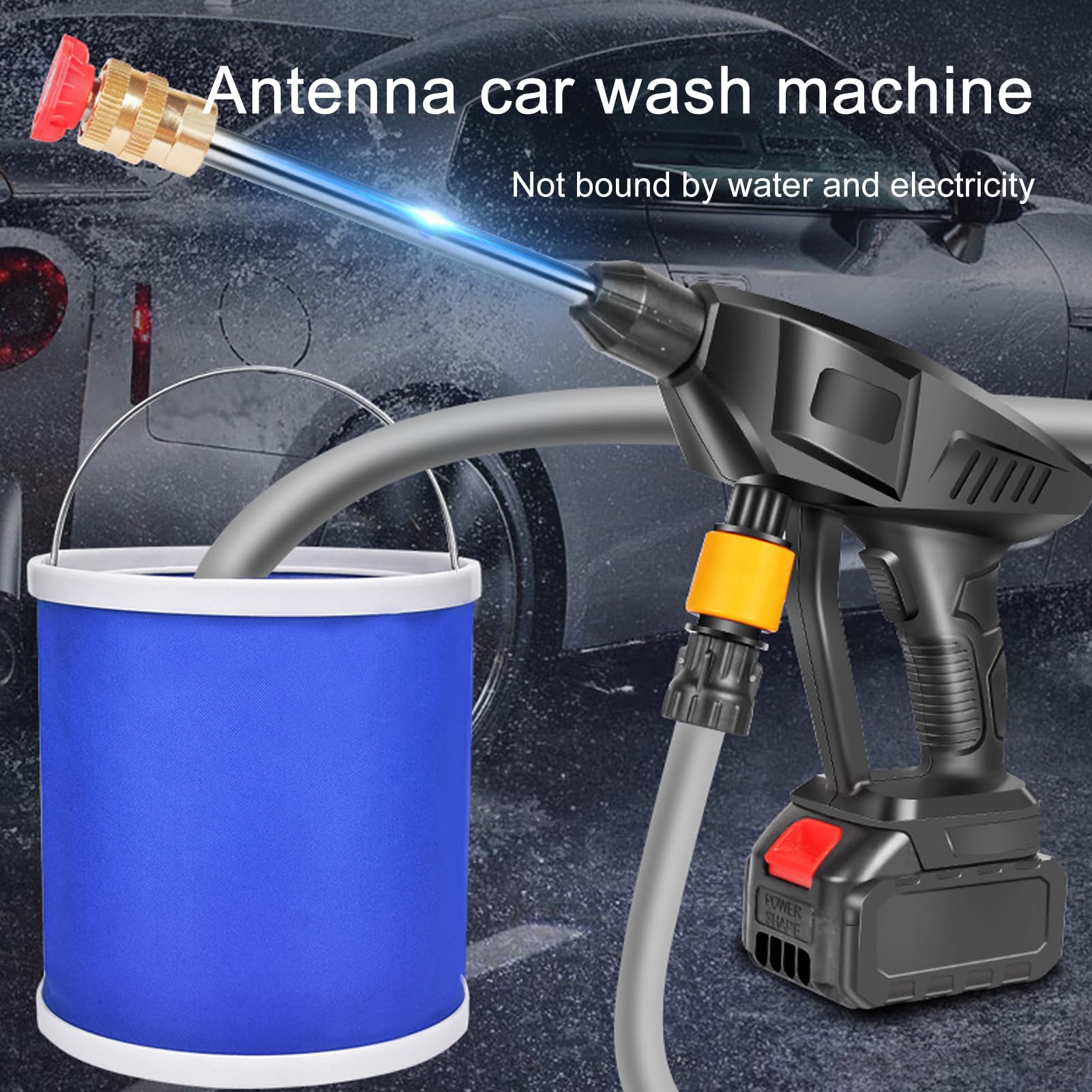 Idropulitrice A Batteria con Kit di Accessori, Nuovo Ugello Regolabile Aggiornato, Idropulitrice A Getto d'Acqua Ad Alta Pressione in Metallo per La Pulizia E Il Lavaggio Dell'auto(Color:A)