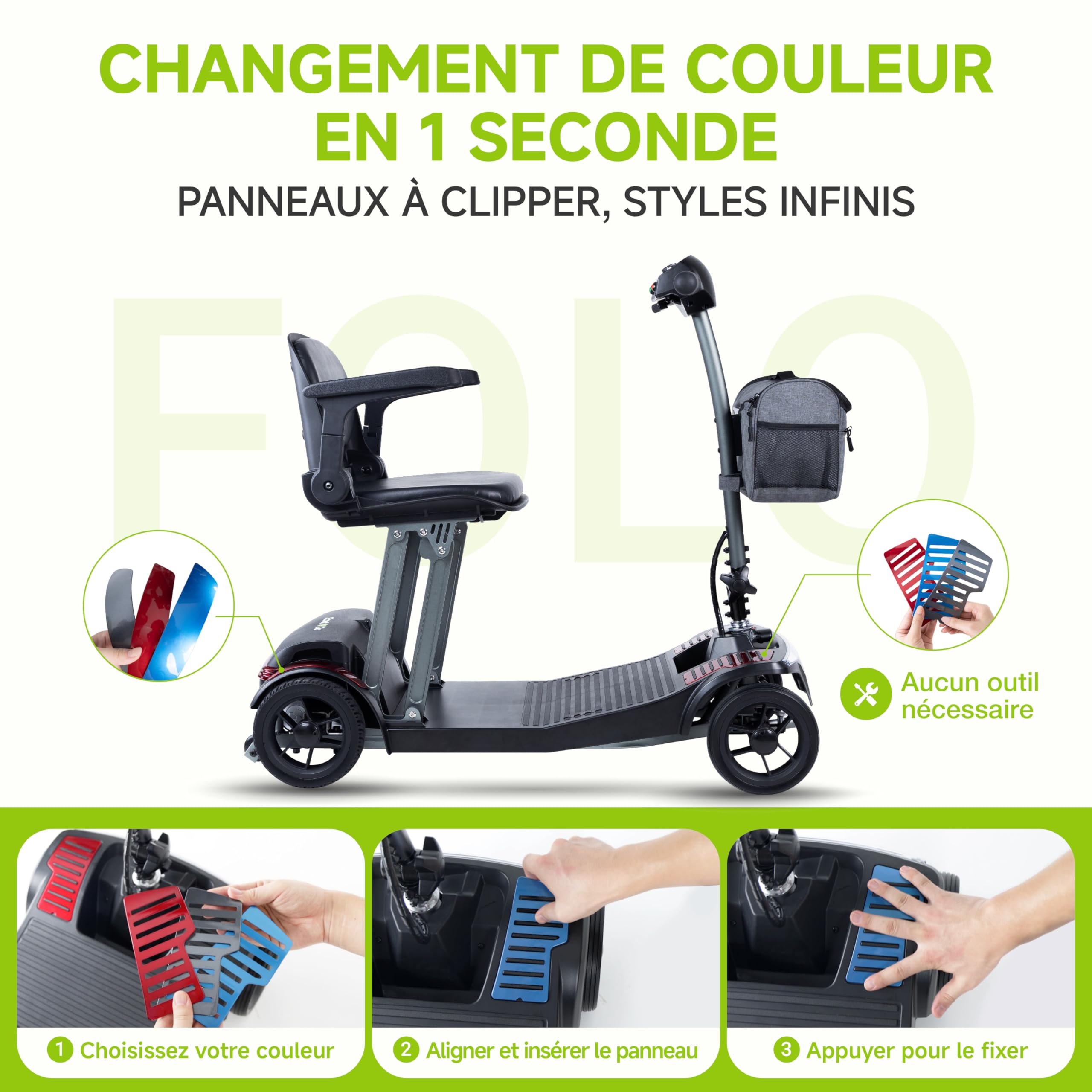VEEFA Scooter Electrique 4 Roues, Construction Légère 20kg