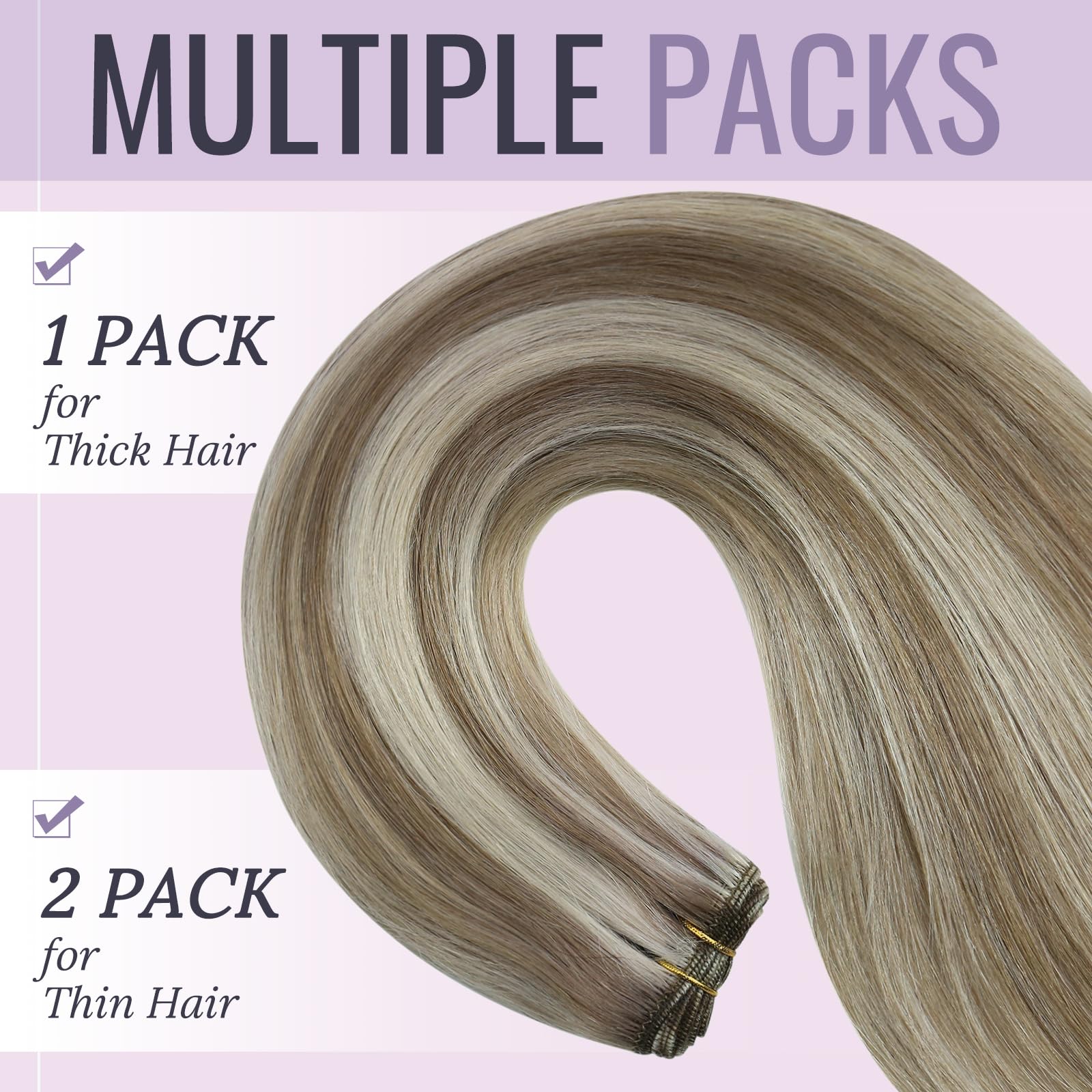 Fshine Matassa Capelli Veri Tessitura 30CM 80g Extension Capelli Veri Cucire Marrone Chiaro Alto Biondo Platino Weft Real Hair Extensions Matassa Capelli Remy #8P60