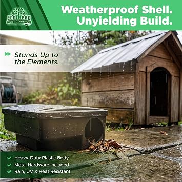 Mouse Bait Station 2 Pack Medium Size, Tamper Resistant Lockable Bait Boxes Indoor Outdoor, High Capacity Mid Size Rodent Bait Box with Key, Reusable Weather Resistant Pest Control