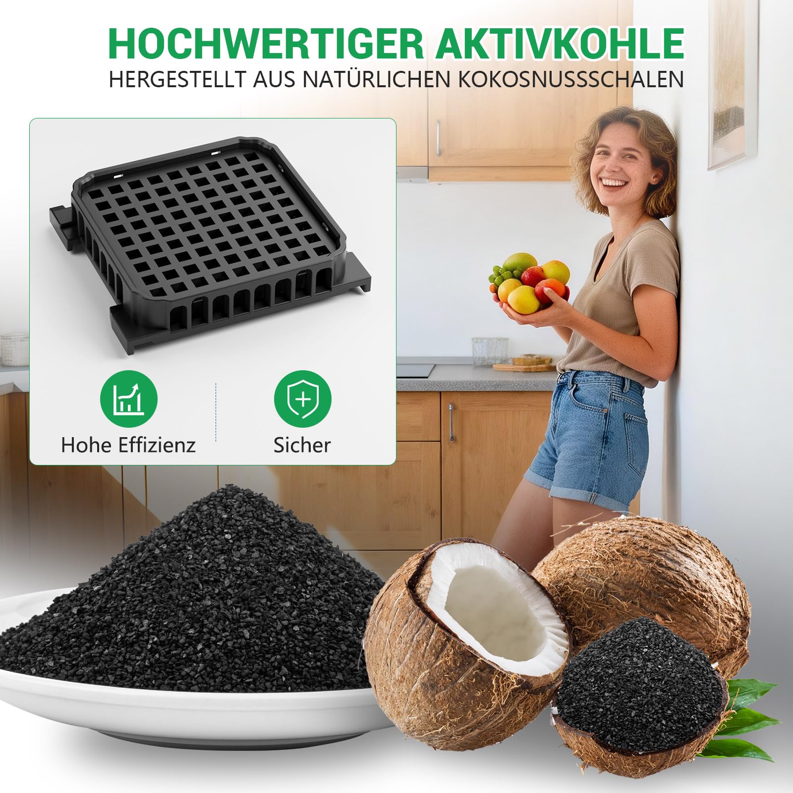4 Stück Fresh Air Filter für Liebherr, Prämie Kühlschrank Aktivkohlefilter Passend für 9096989, 988246000, 988246001, 9882429, 9882460, Ersetzt 7440021-00
