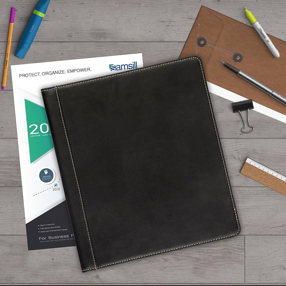 SOMES ブラック リング式ファイル A5 Amazon.com : Samsill 0.5 Inch 3 Ring Binder, Leather, Black