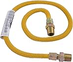 Eastman 48 Inch x 3/8 Inch OD Flexible Gas Line Connector with (2) 1/2 Inch MIP Fitting Ends for Natural Gas and Liquid Propane, Stainless Steel, Yellow, 10YE505048B